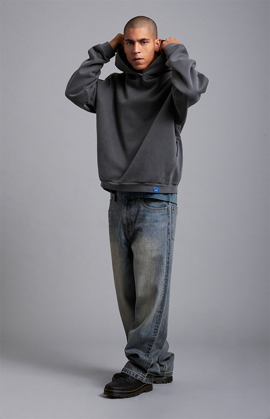 A.R.C. Black Vintage Wash Heavyweight Fleece Hoodie