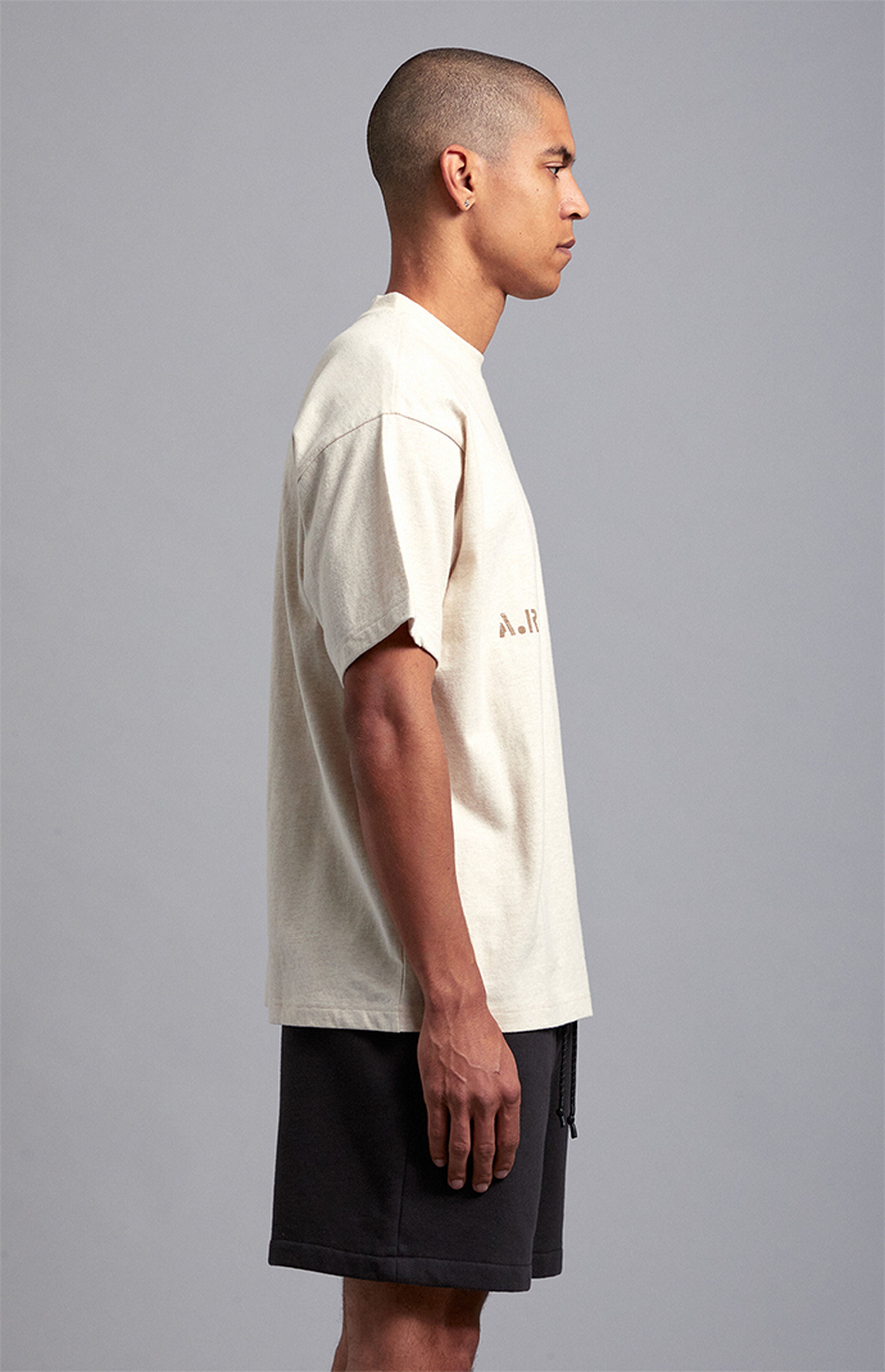 A.R.C. Heather Oatmeal Vintage Wash Heavyweight Oversized T-Shirt