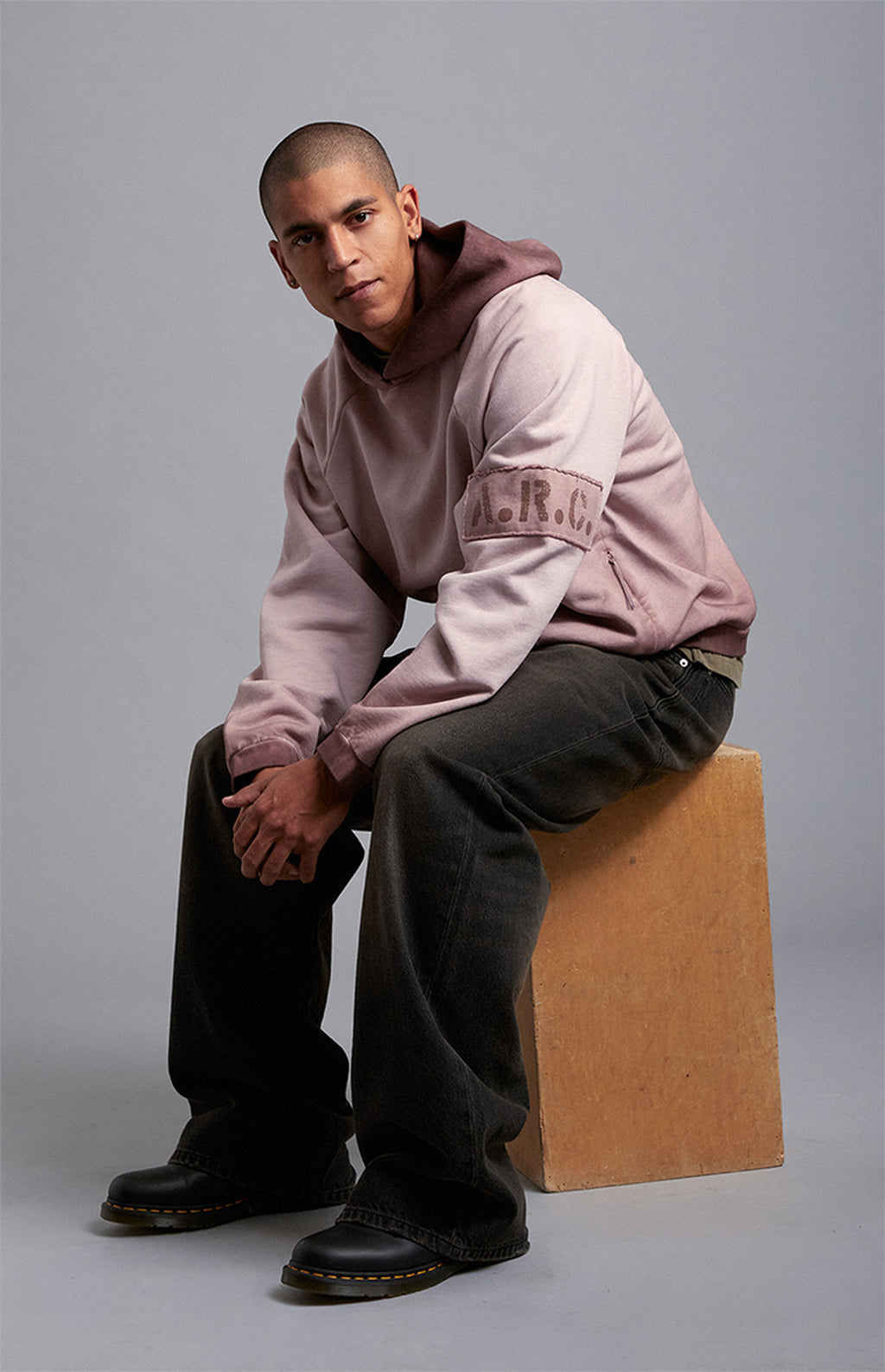 A.R.C. Taupe Rose Vintage Wash Heavyweight Oversized Fleece Hoodie