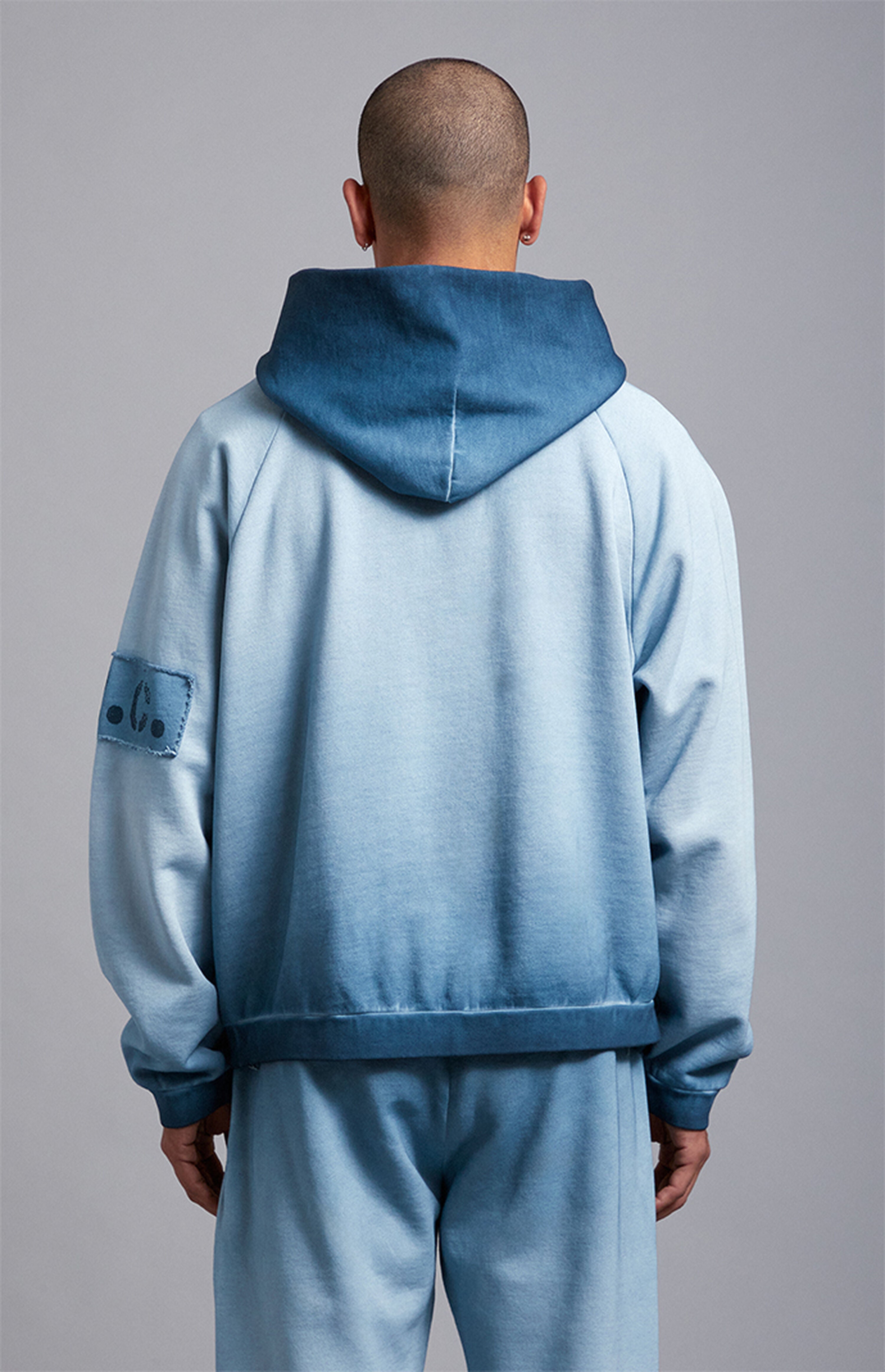 A.R.C. Blue Vintage Wash Heavyweight Oversized Fleece Hoodie