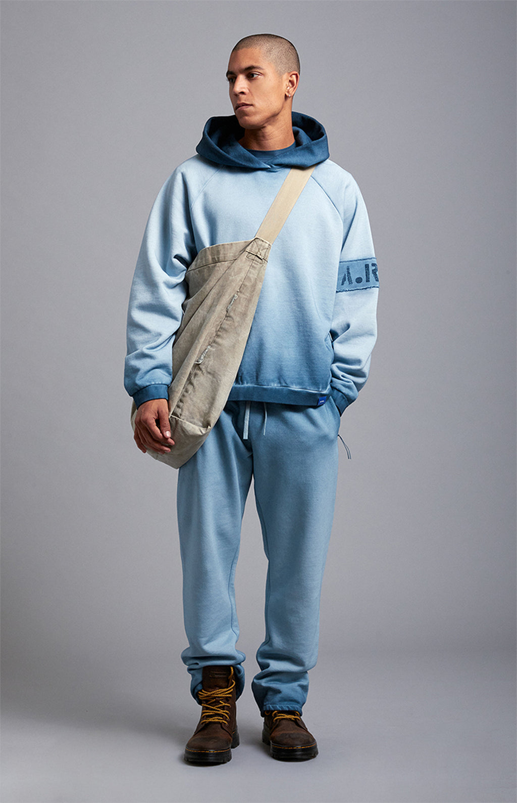 A.R.C. Blue Vintage Wash Heavyweight Oversized Fleece Hoodie