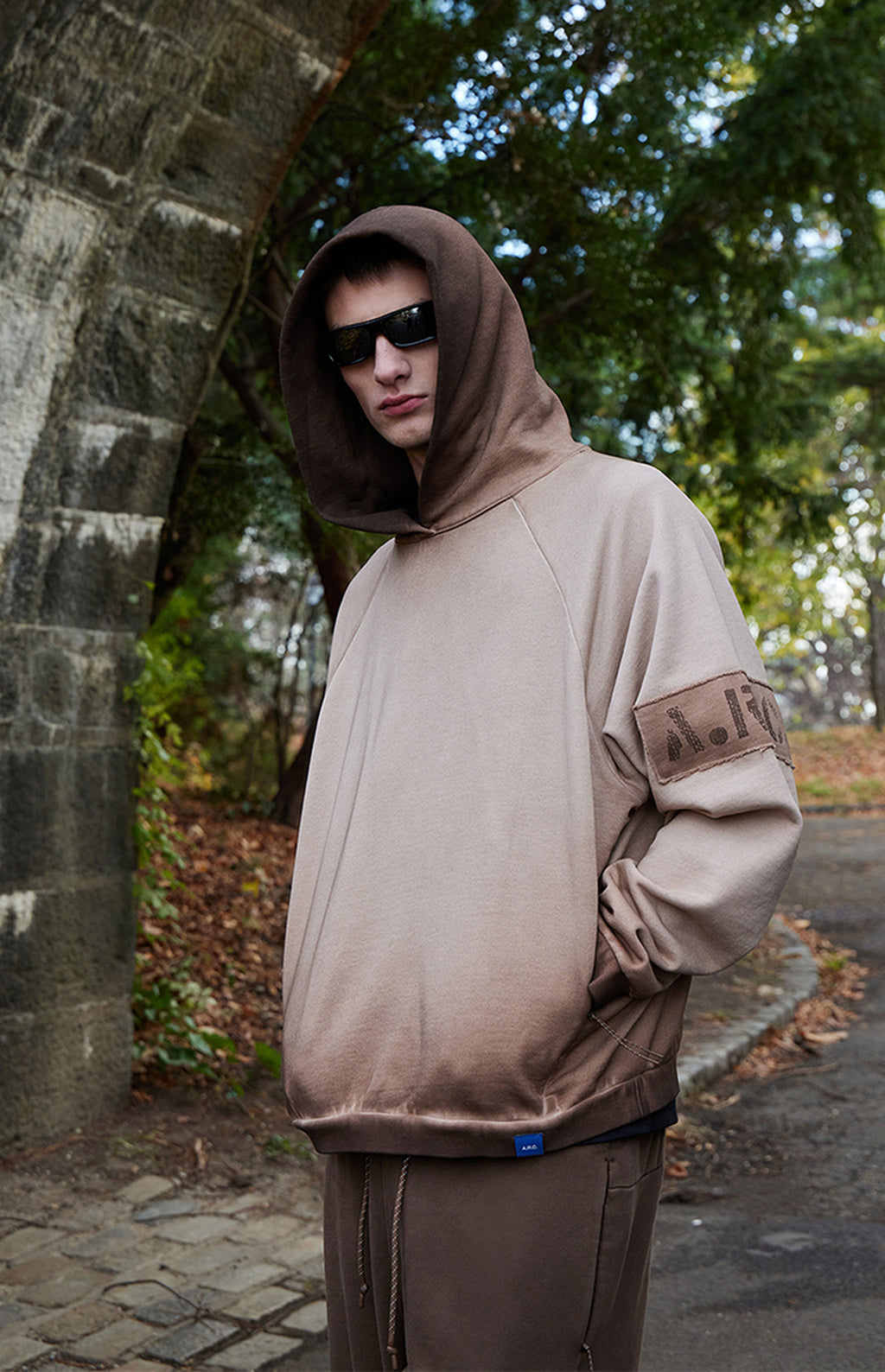 A.R.C. Brown Vintage Wash Heavyweight Oversized Fleece Hoodie