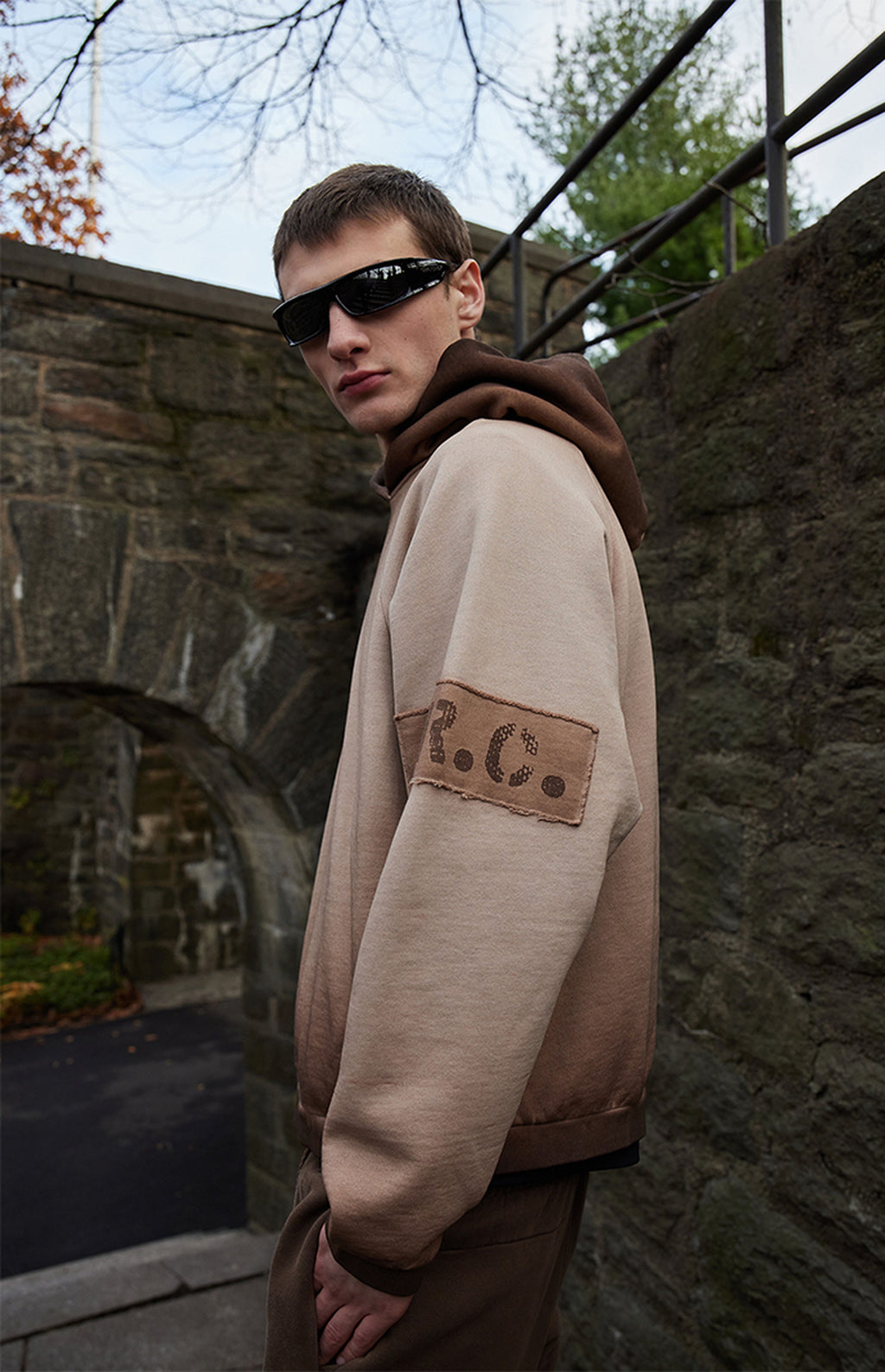 A.R.C. Brown Vintage Wash Heavyweight Oversized Fleece Hoodie