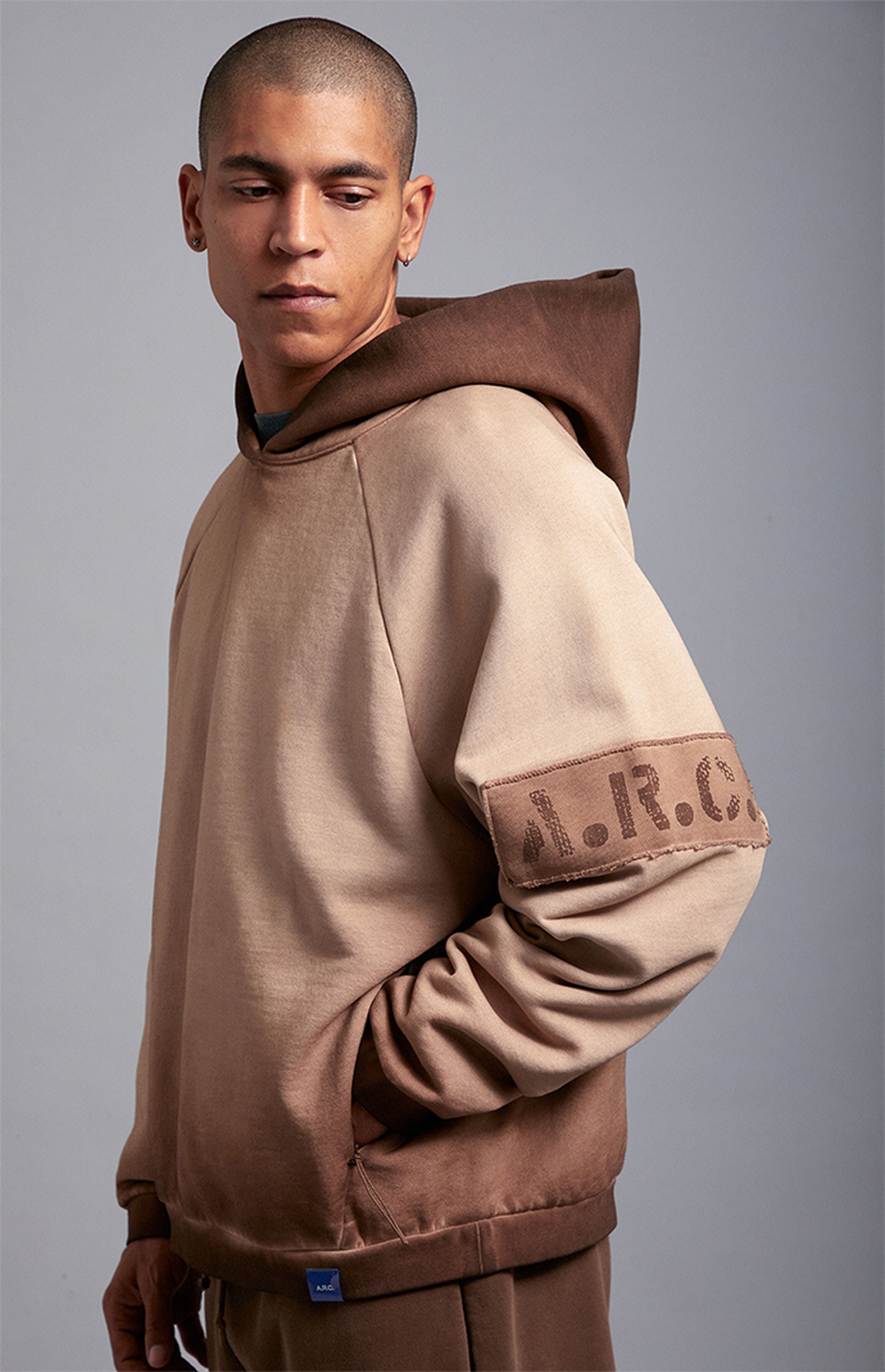 A.R.C. Brown Vintage Wash Heavyweight Oversized Fleece Hoodie