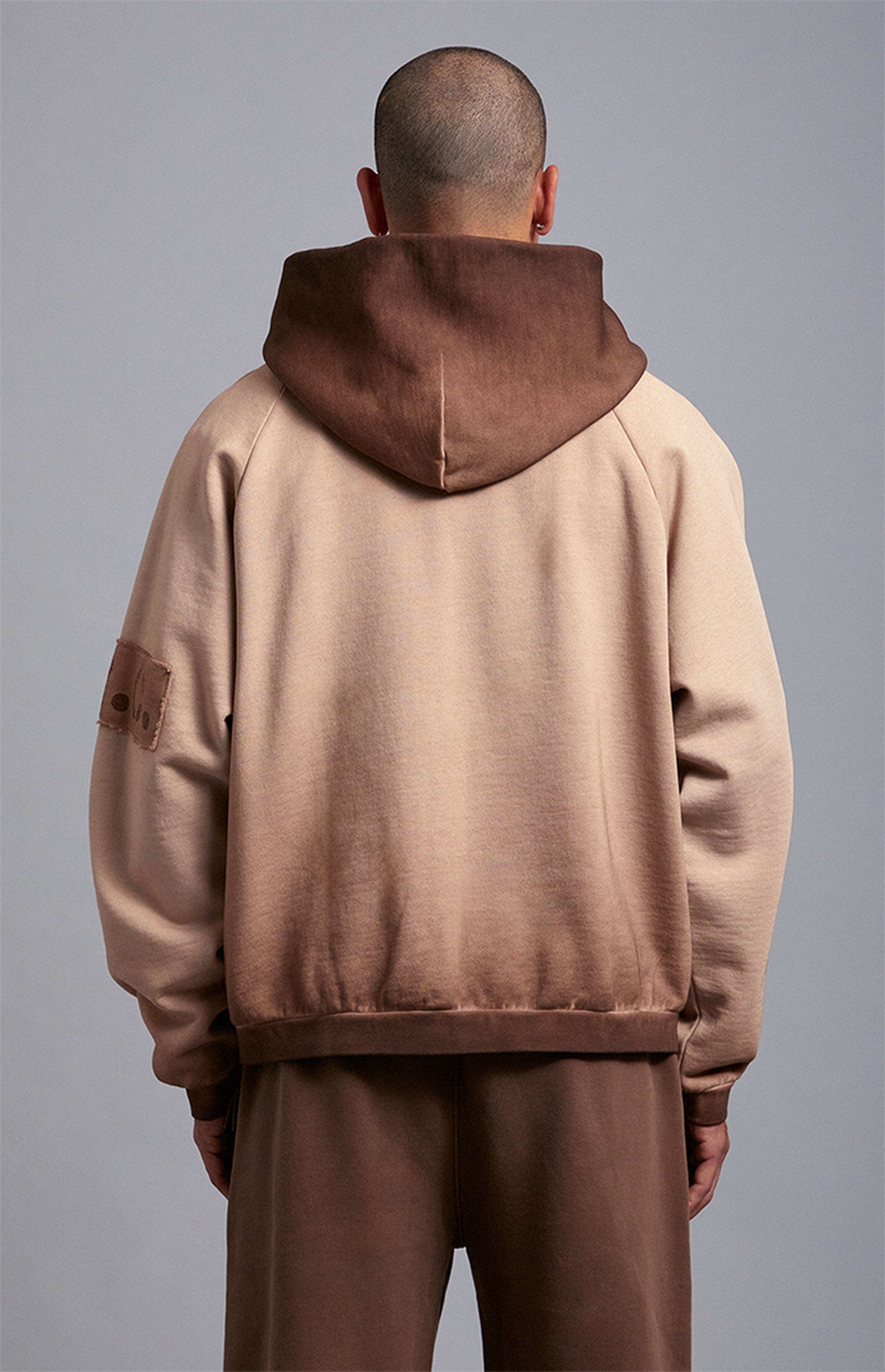 A.R.C. Brown Vintage Wash Heavyweight Oversized Fleece Hoodie