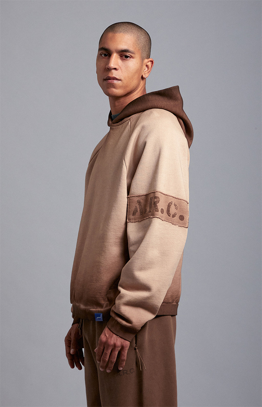 A.R.C. Brown Vintage Wash Heavyweight Oversized Fleece Hoodie