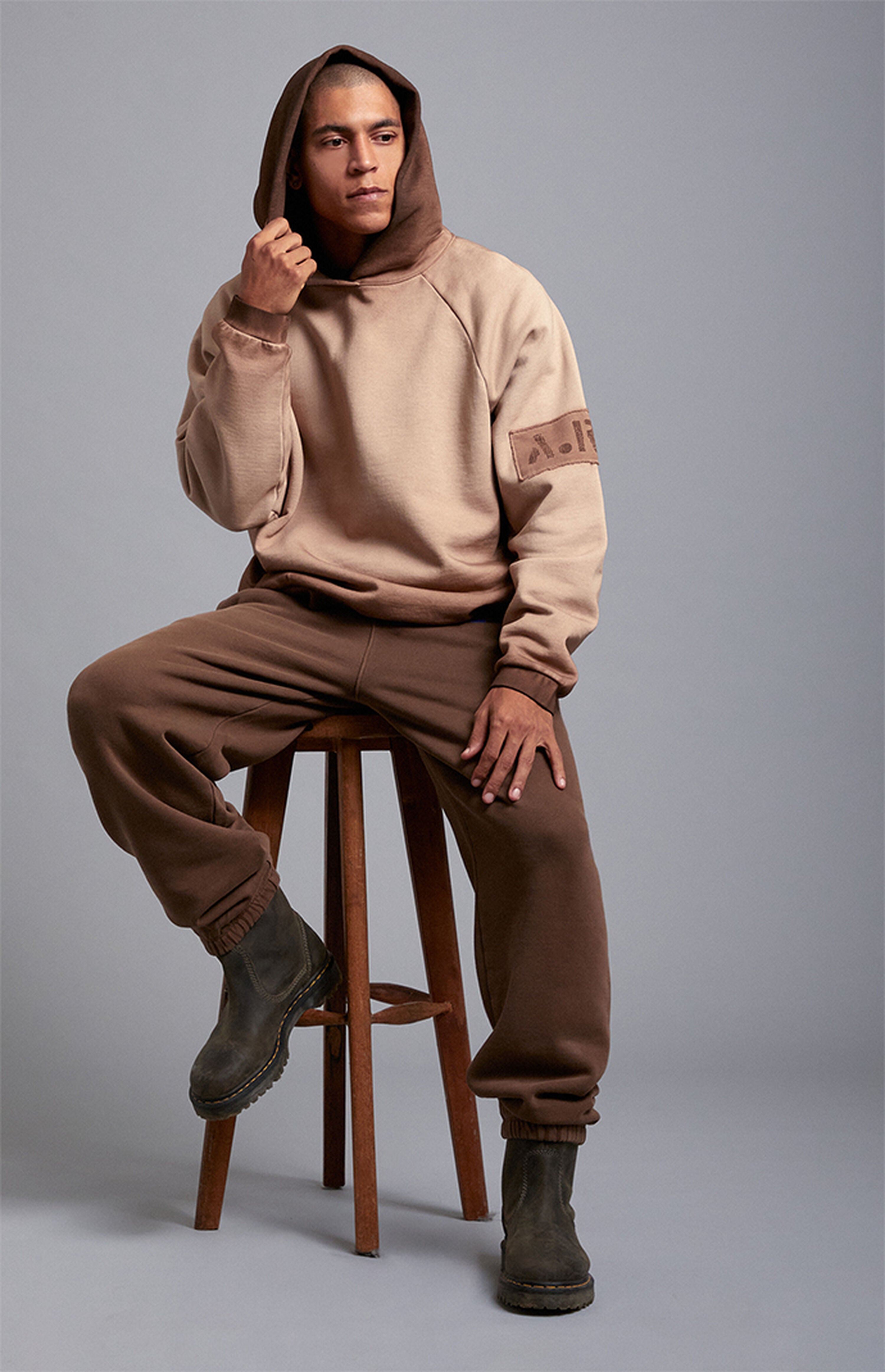 A.R.C. Brown Vintage Wash Heavyweight Oversized Fleece Hoodie
