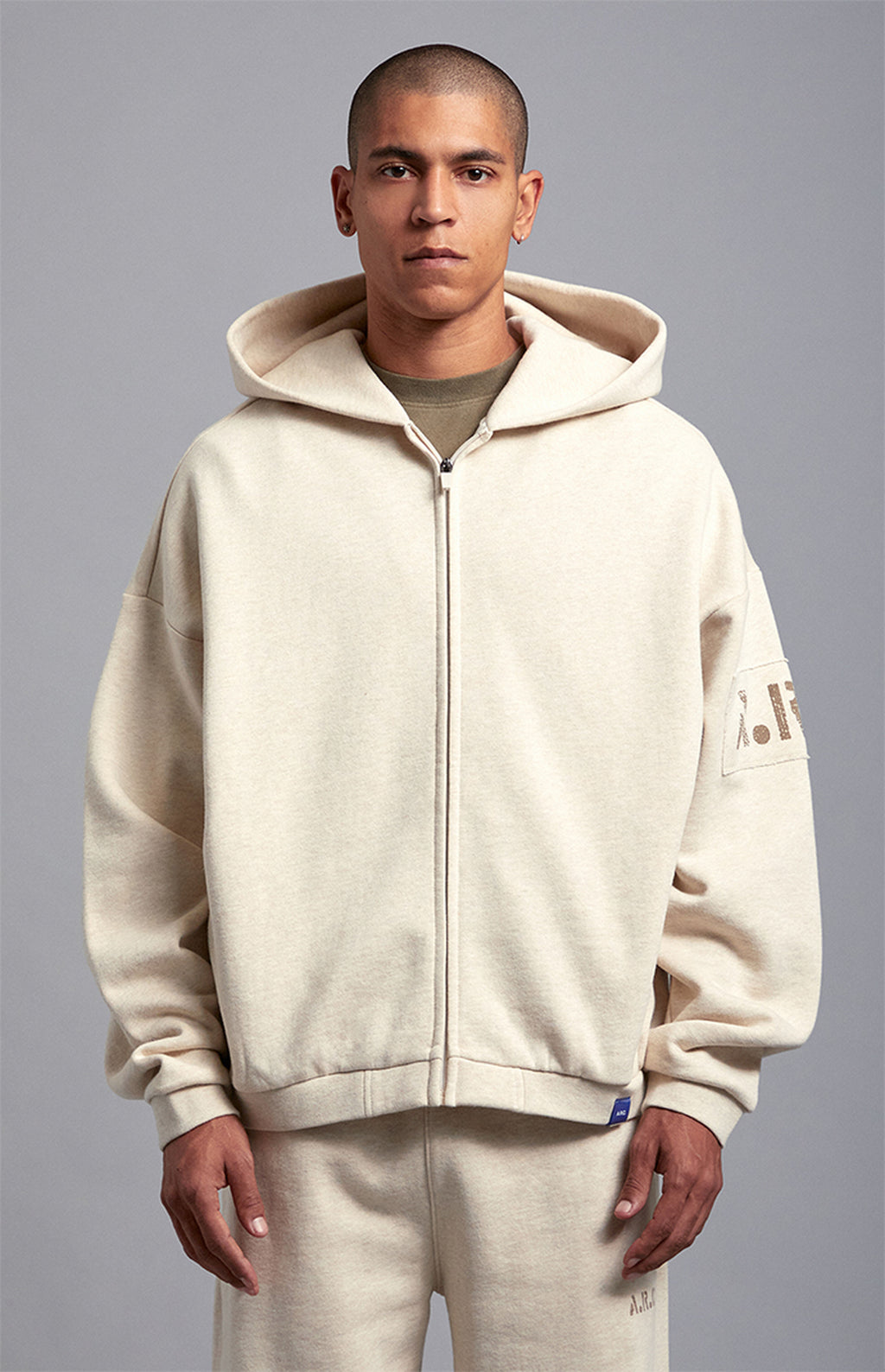A.R.C. Heather Oatmeal Heavyweight Full Zip Hoodie