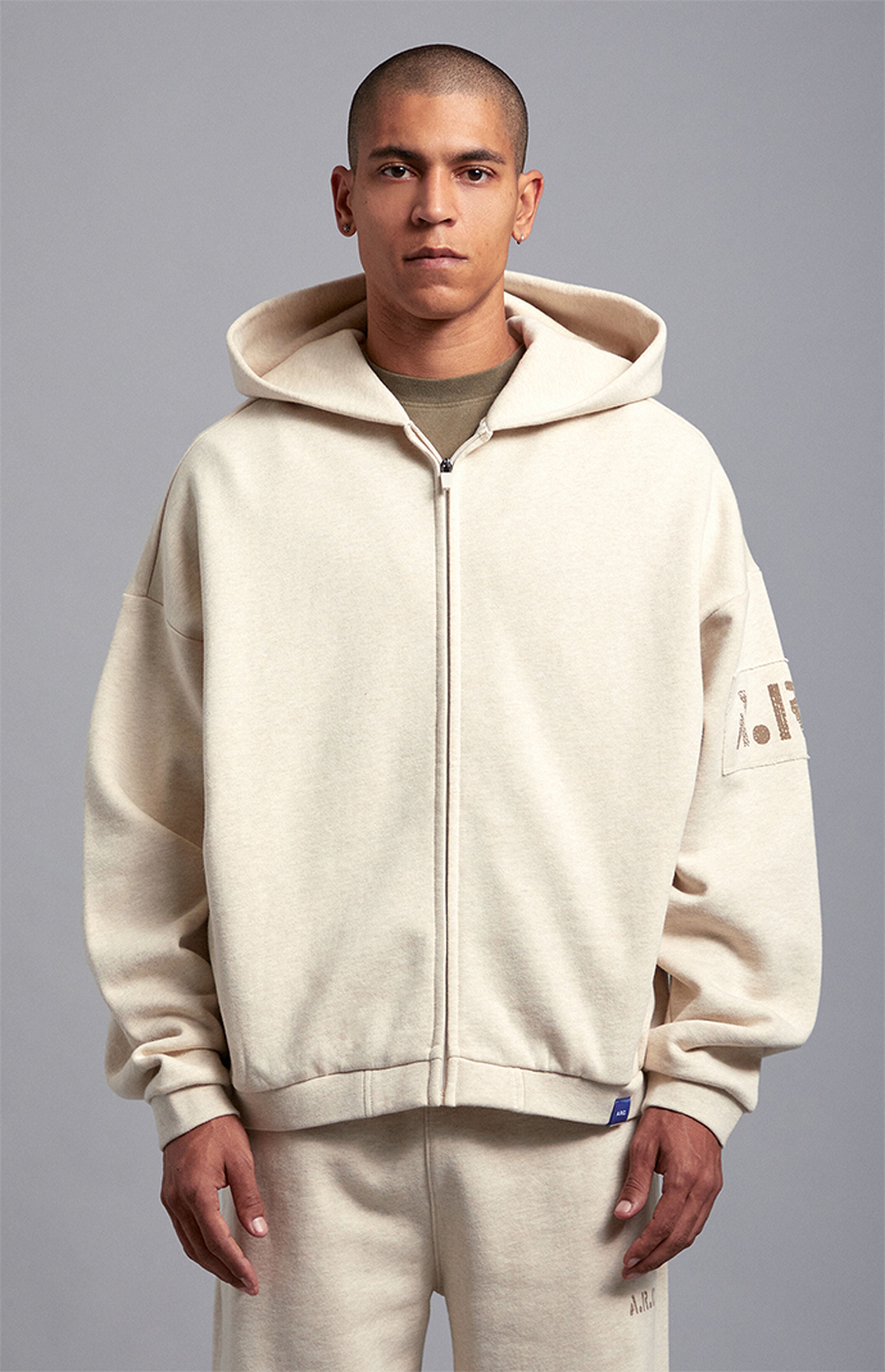 A.R.C. Heather Oatmeal Heavyweight Full Zip Hoodie
