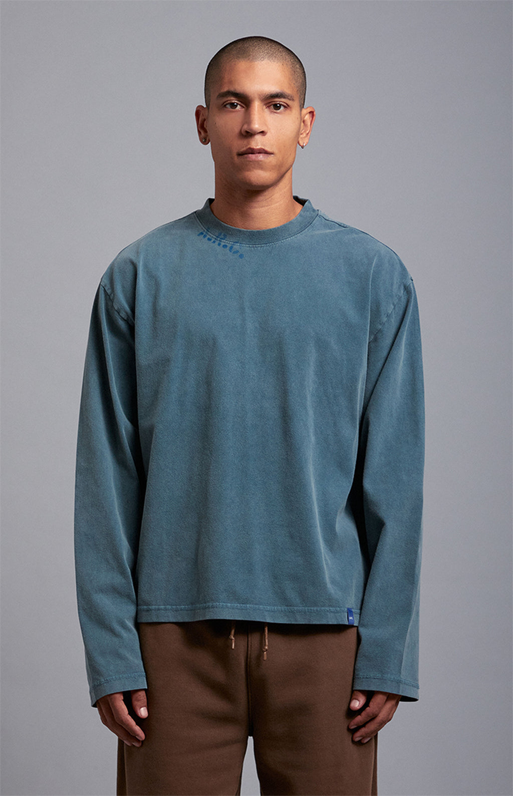 A.R.C. Blue Vintage Wash Heavyweight Oversized Long Sleeve T-Shirt
