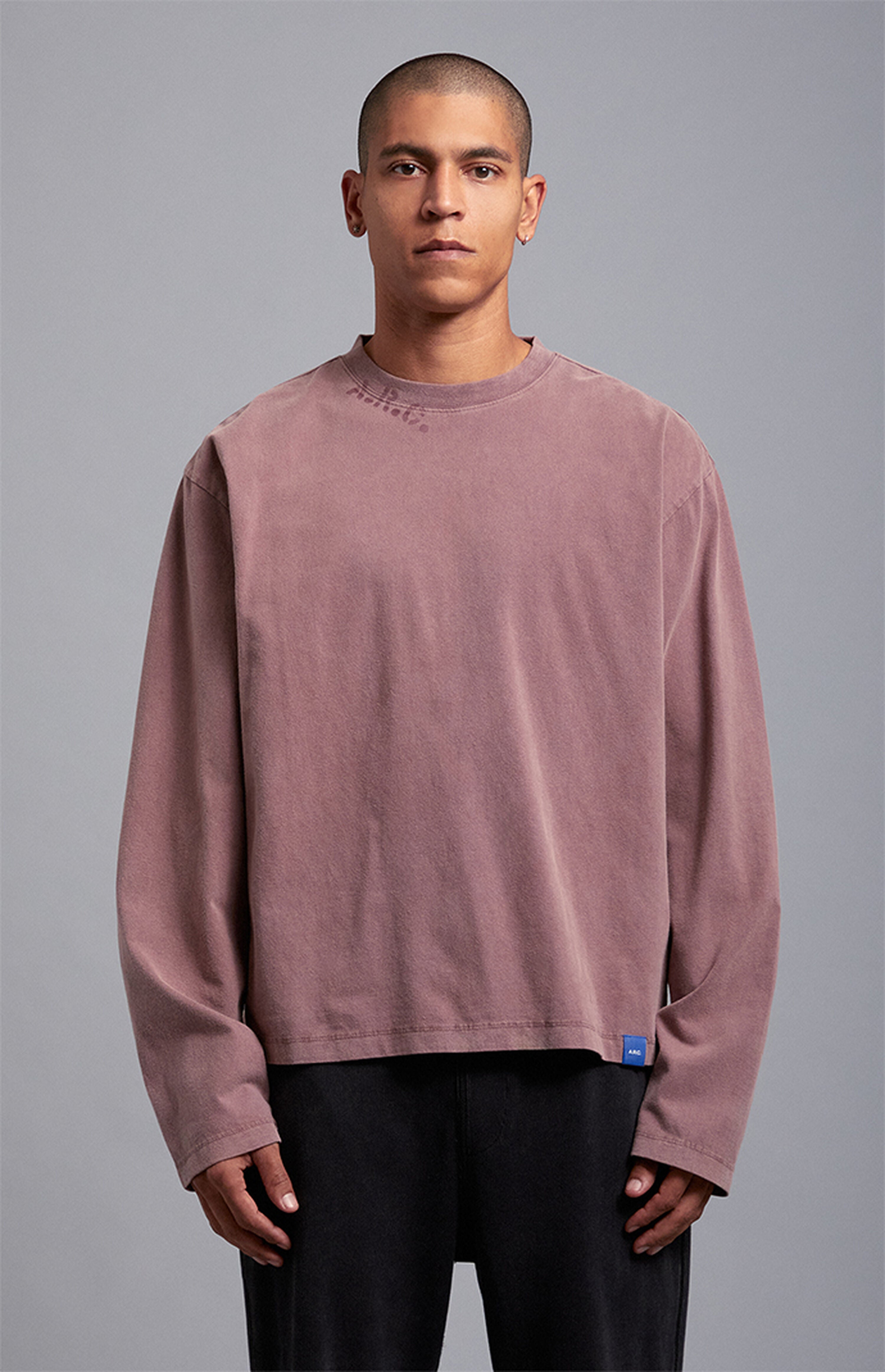A.R.C. Taupe Rose Vintage Wash Heavyweight Oversized Long Sleeve T-Shirt