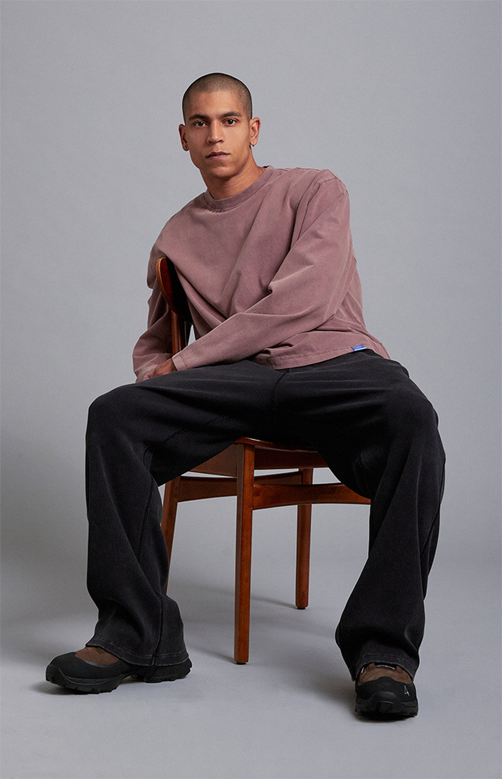 A.R.C. Taupe Rose Vintage Wash Heavyweight Oversized Long Sleeve T-Shirt