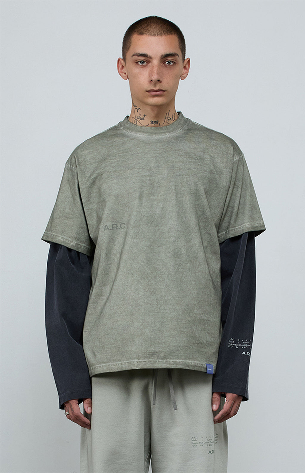 A.R.C. Gray Vintage Wash Heavyweight Oversized T-Shirt