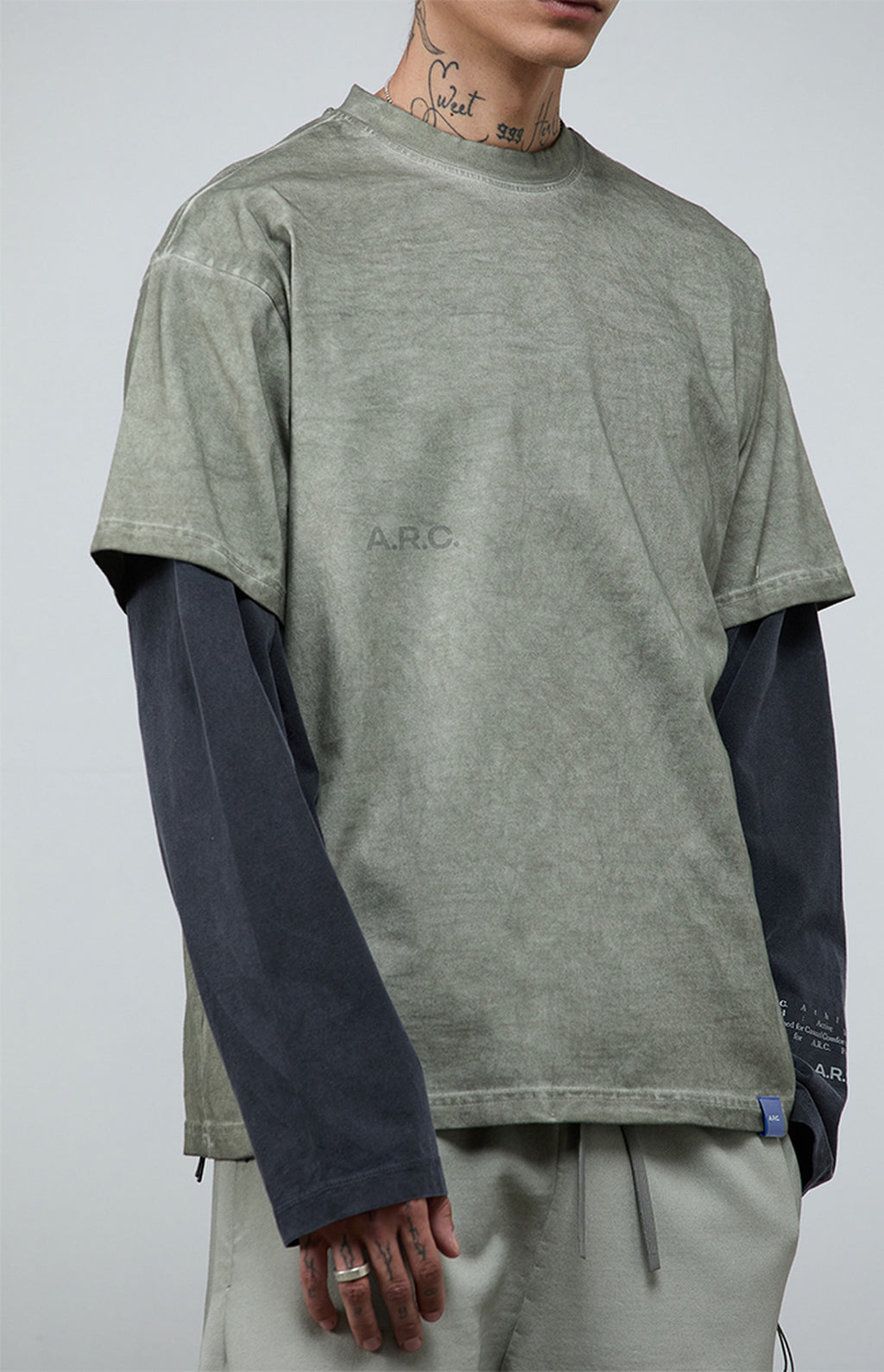 A.R.C. Gray Vintage Wash Heavyweight Oversized T-Shirt