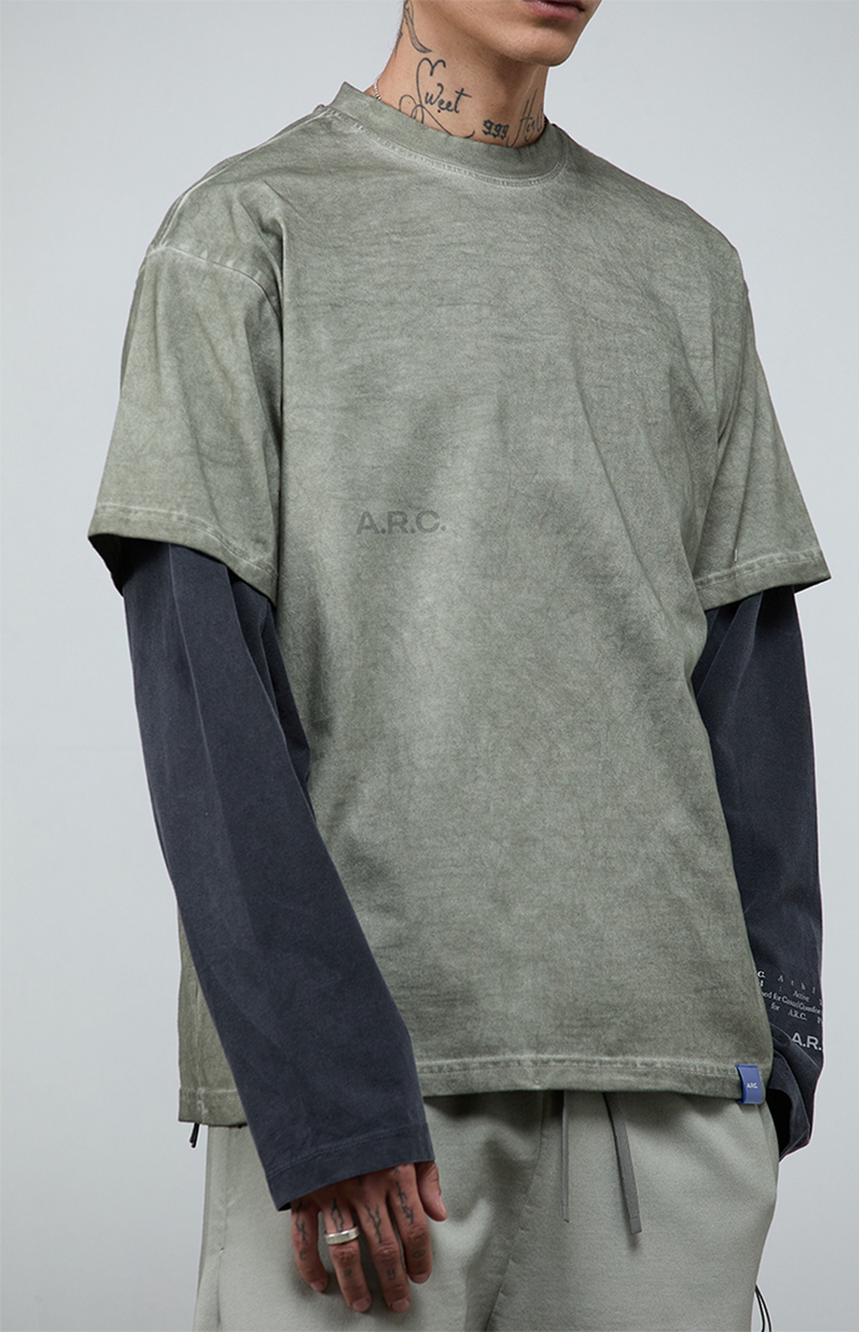 A.R.C. Gray Vintage Wash Heavyweight Oversized T-Shirt