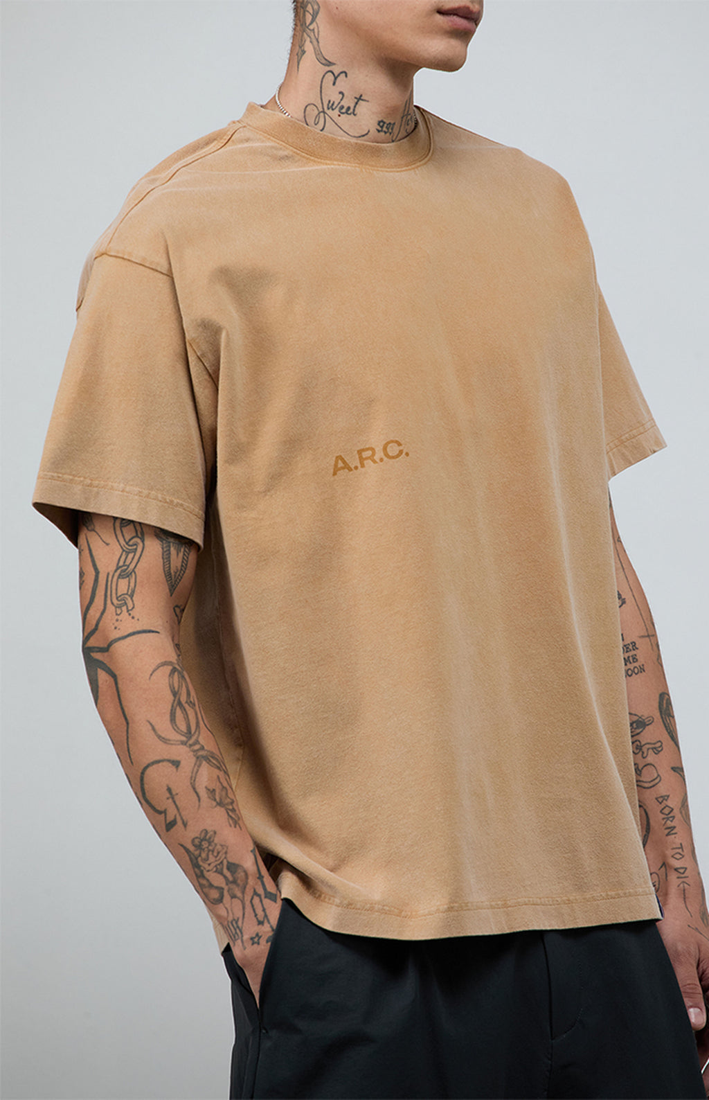 A.R.C. Brown Vintage Wash Heavyweight Oversized T-Shirt
