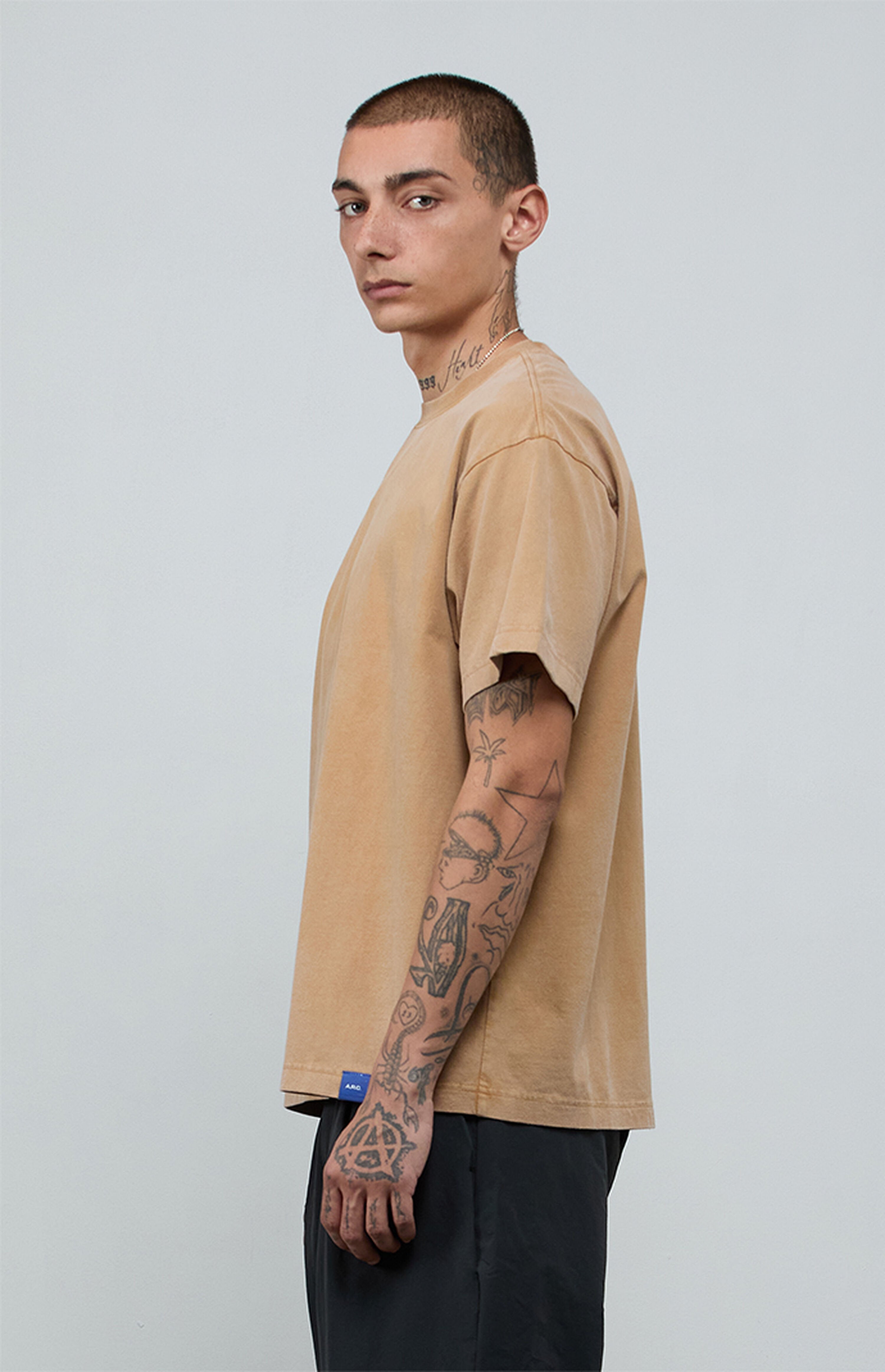 A.R.C. Brown Vintage Wash Heavyweight Oversized T-Shirt