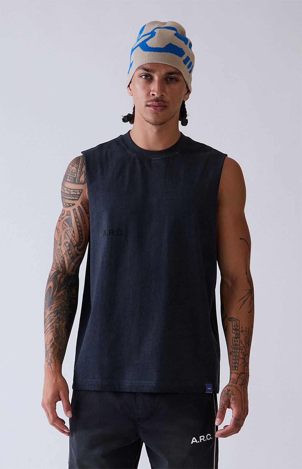 A.R.C. Washed Black Vintage Wash Cut Off Muscle T-Shirt