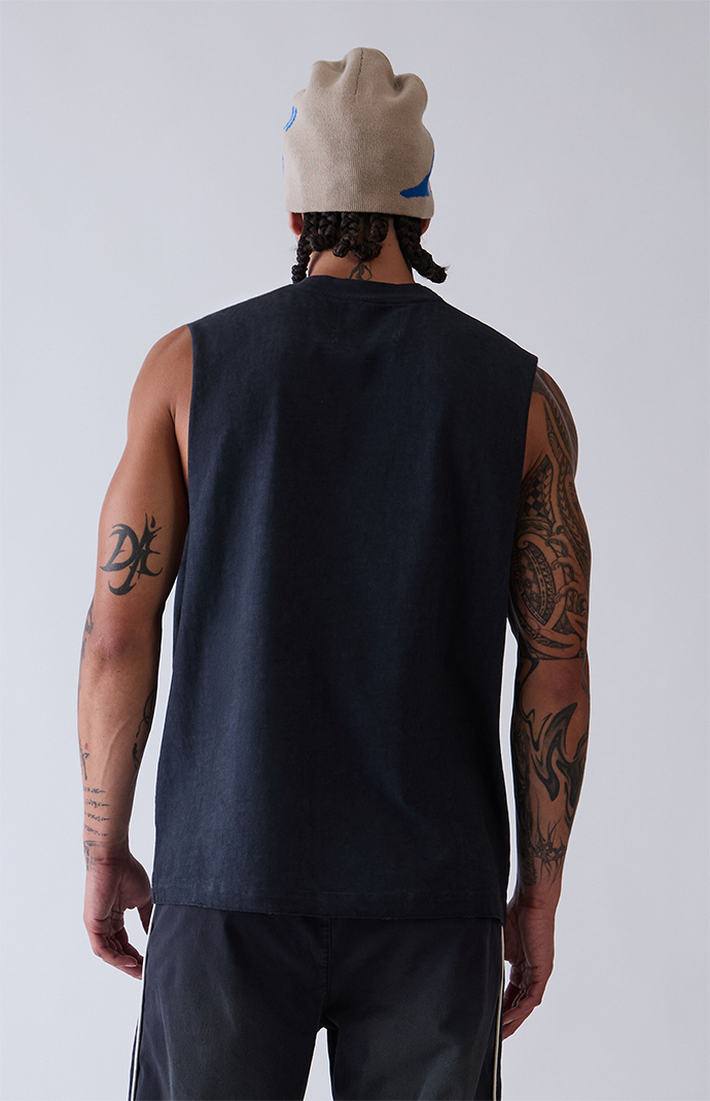 A.R.C. Washed Black Vintage Wash Cut Off Muscle T-Shirt