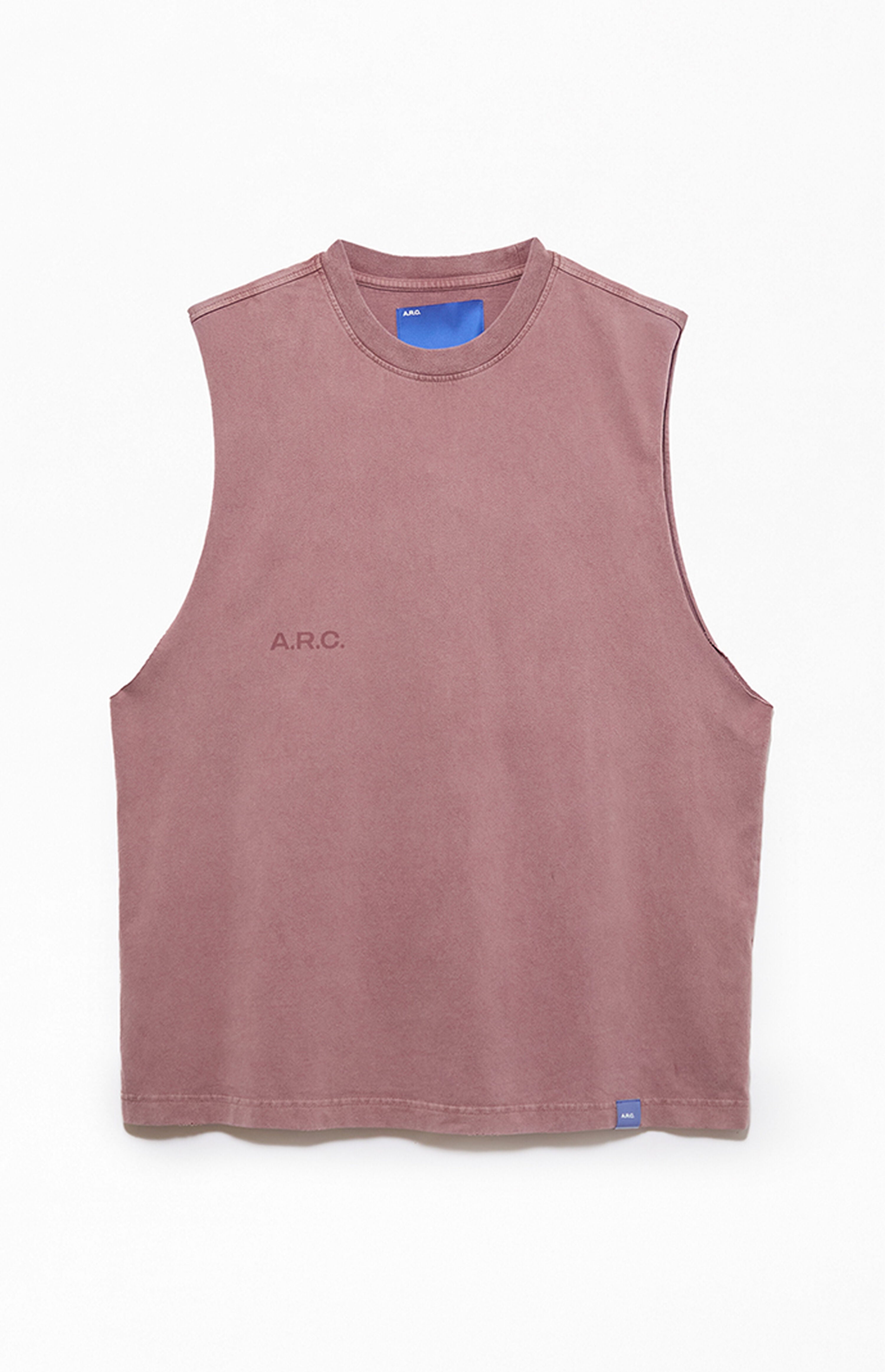 A.R.C. Rose Taupe Vintage Wash Comfort Cut Off Muscle T-Shirt