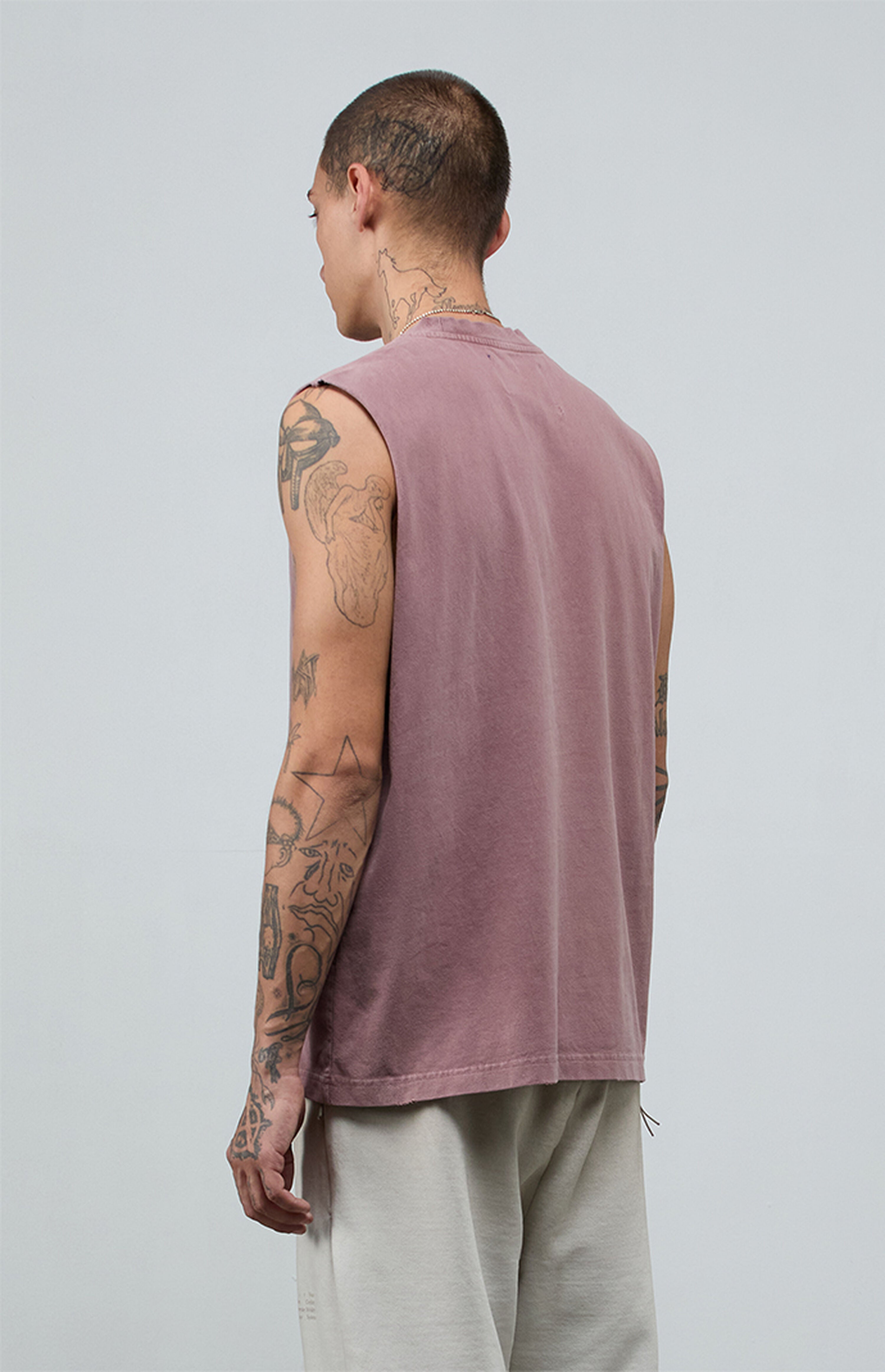 A.R.C. Rose Taupe Vintage Wash Comfort Cut Off Muscle T-Shirt