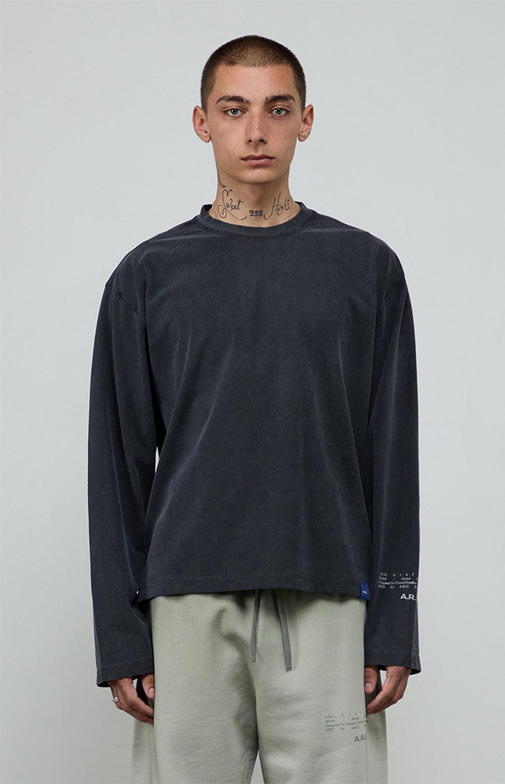 A.R.C. Black Vintage Wash Heavyweight Long Sleeve T-Shirt