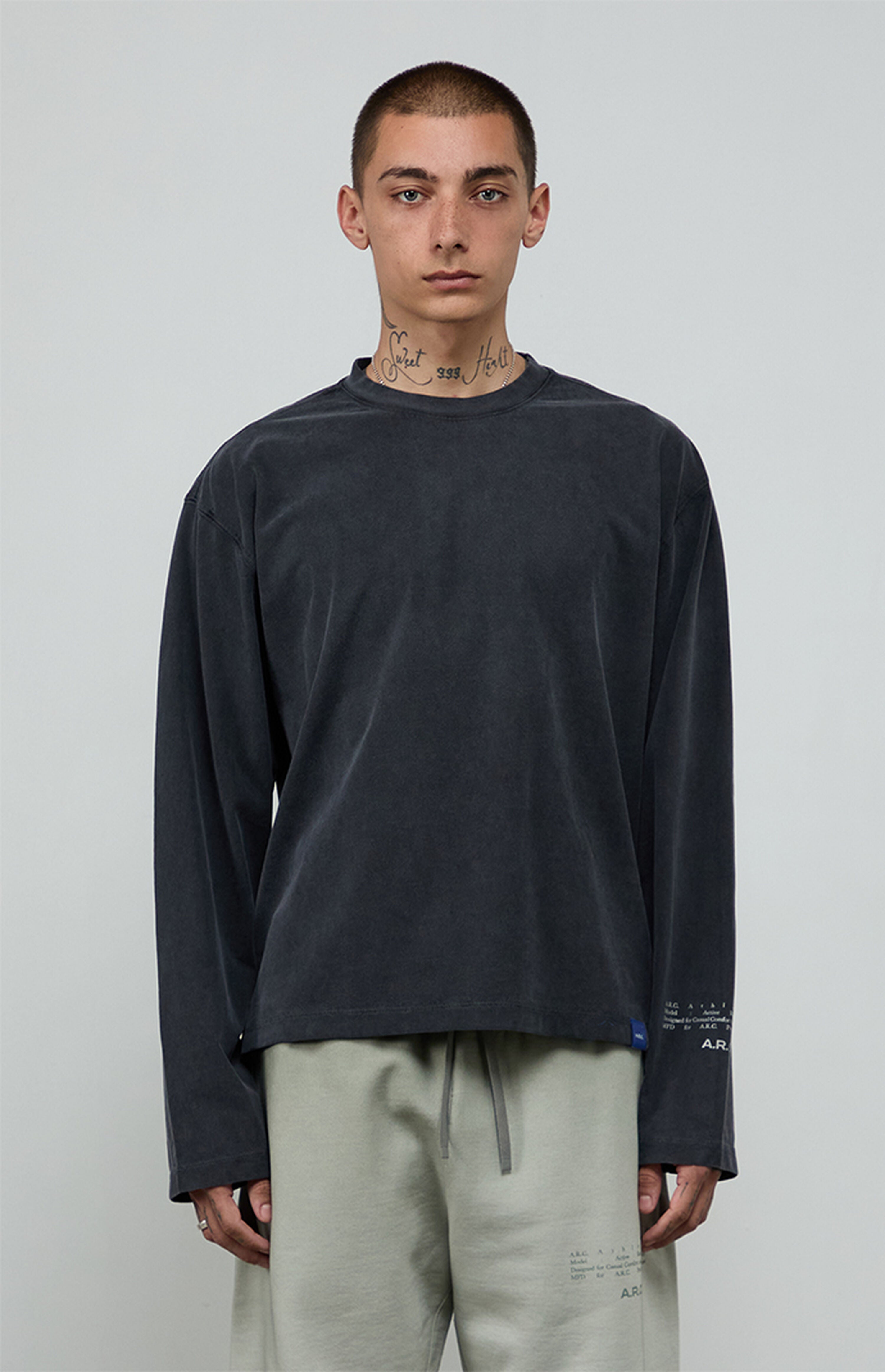 A.R.C. Black Vintage Wash Heavyweight Long Sleeve T-Shirt