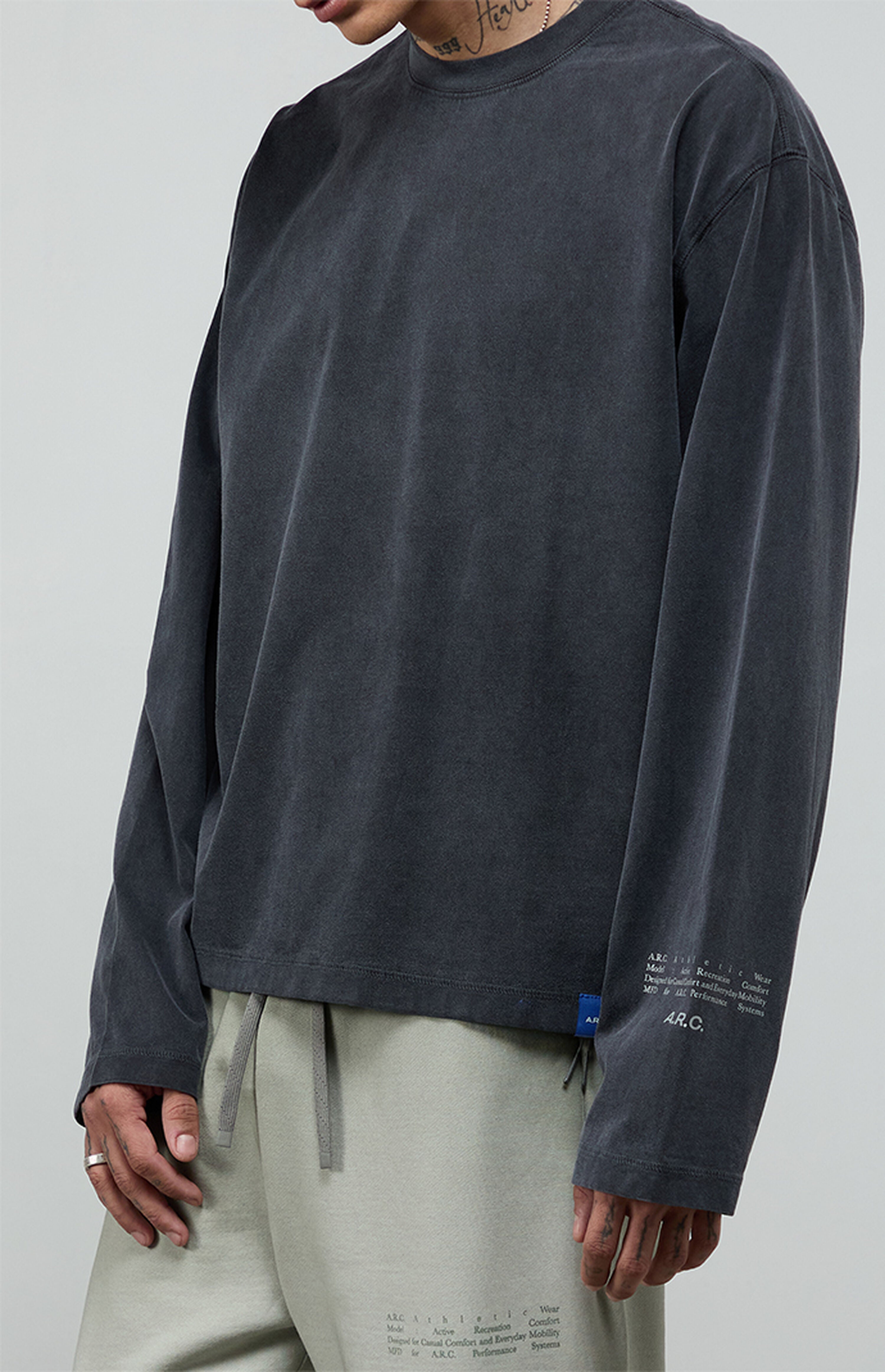 A.R.C. Black Vintage Wash Heavyweight Long Sleeve T-Shirt