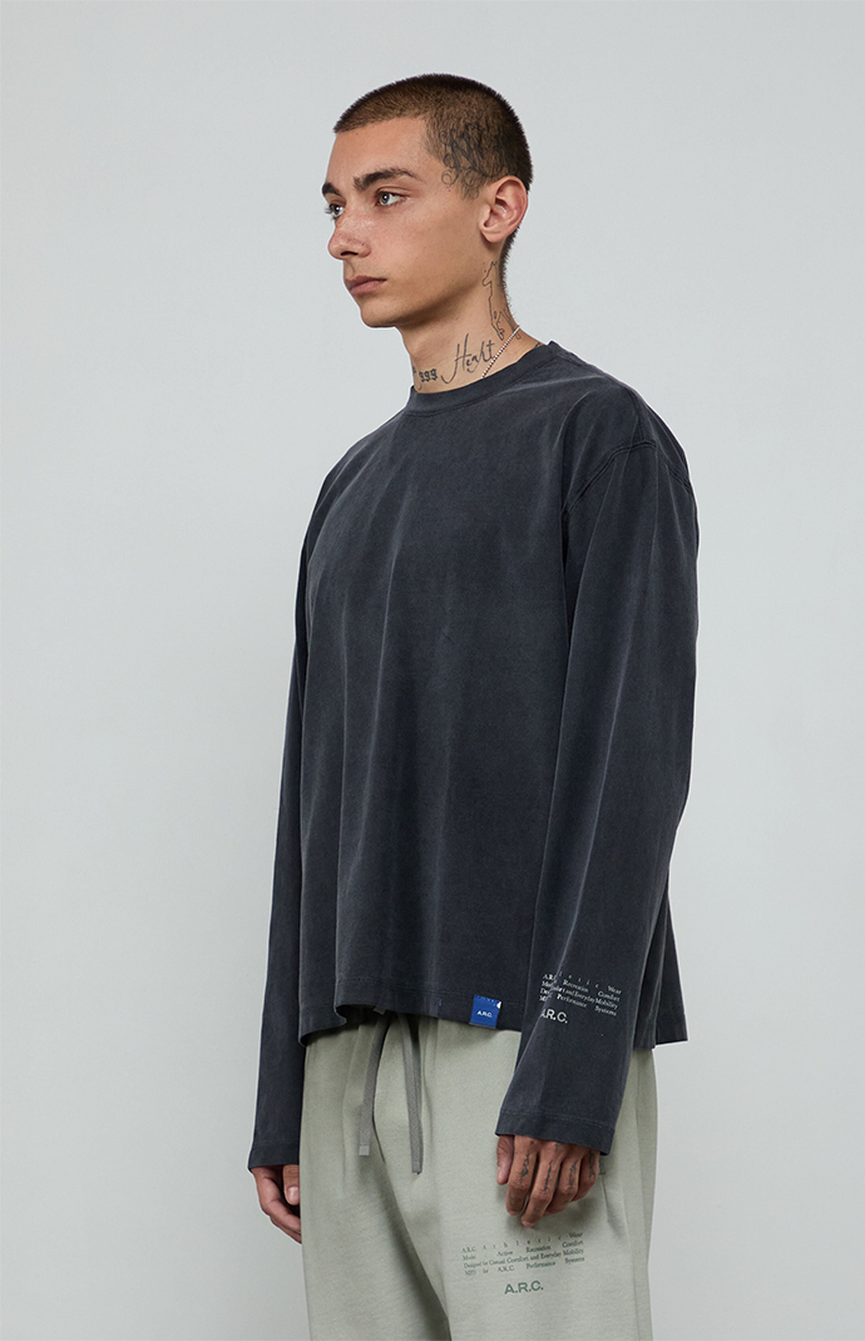 A.R.C. Black Vintage Wash Heavyweight Long Sleeve T-Shirt