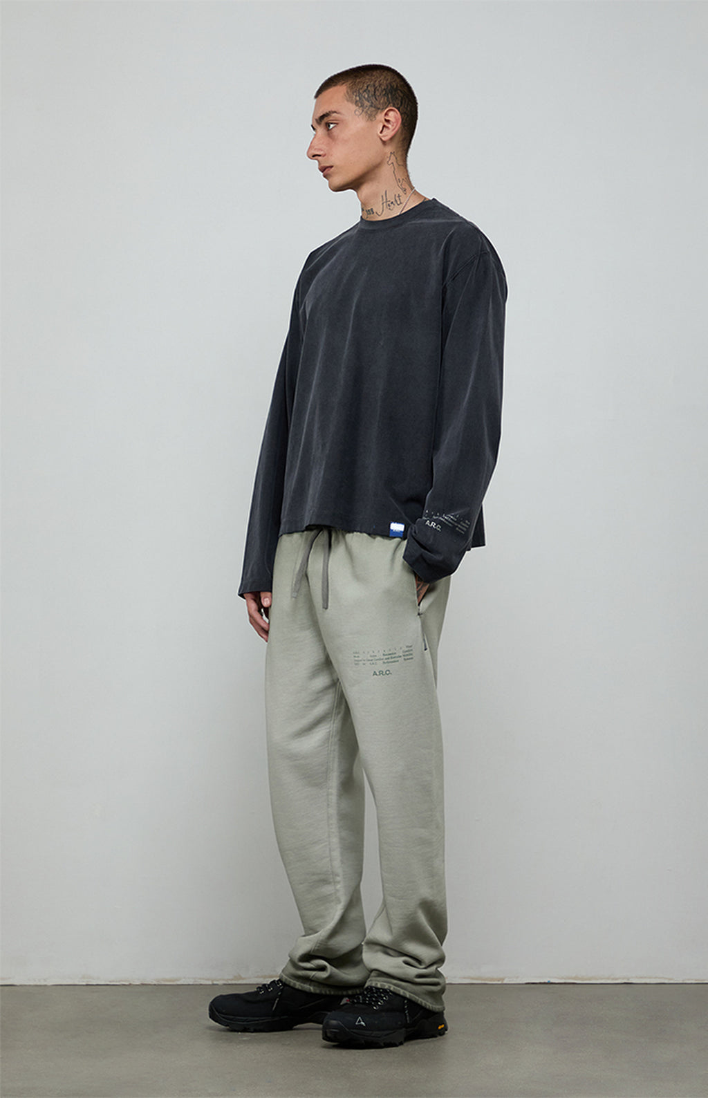 A.R.C. Black Vintage Wash Heavyweight Long Sleeve T-Shirt