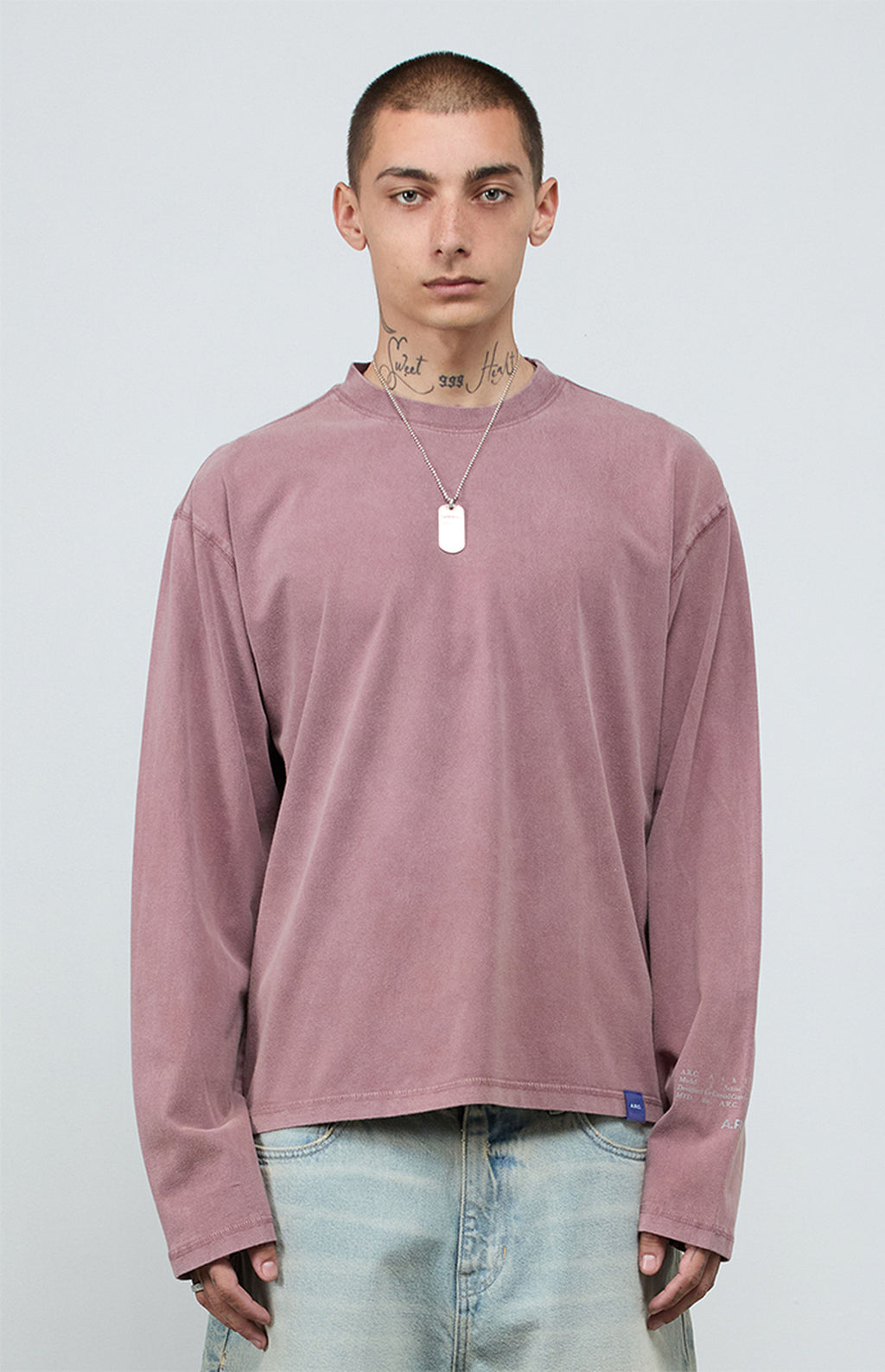 A.R.C. Rose Taupe Vintage Wash Heavyweight Oversized Long Sleeve T-Shirt