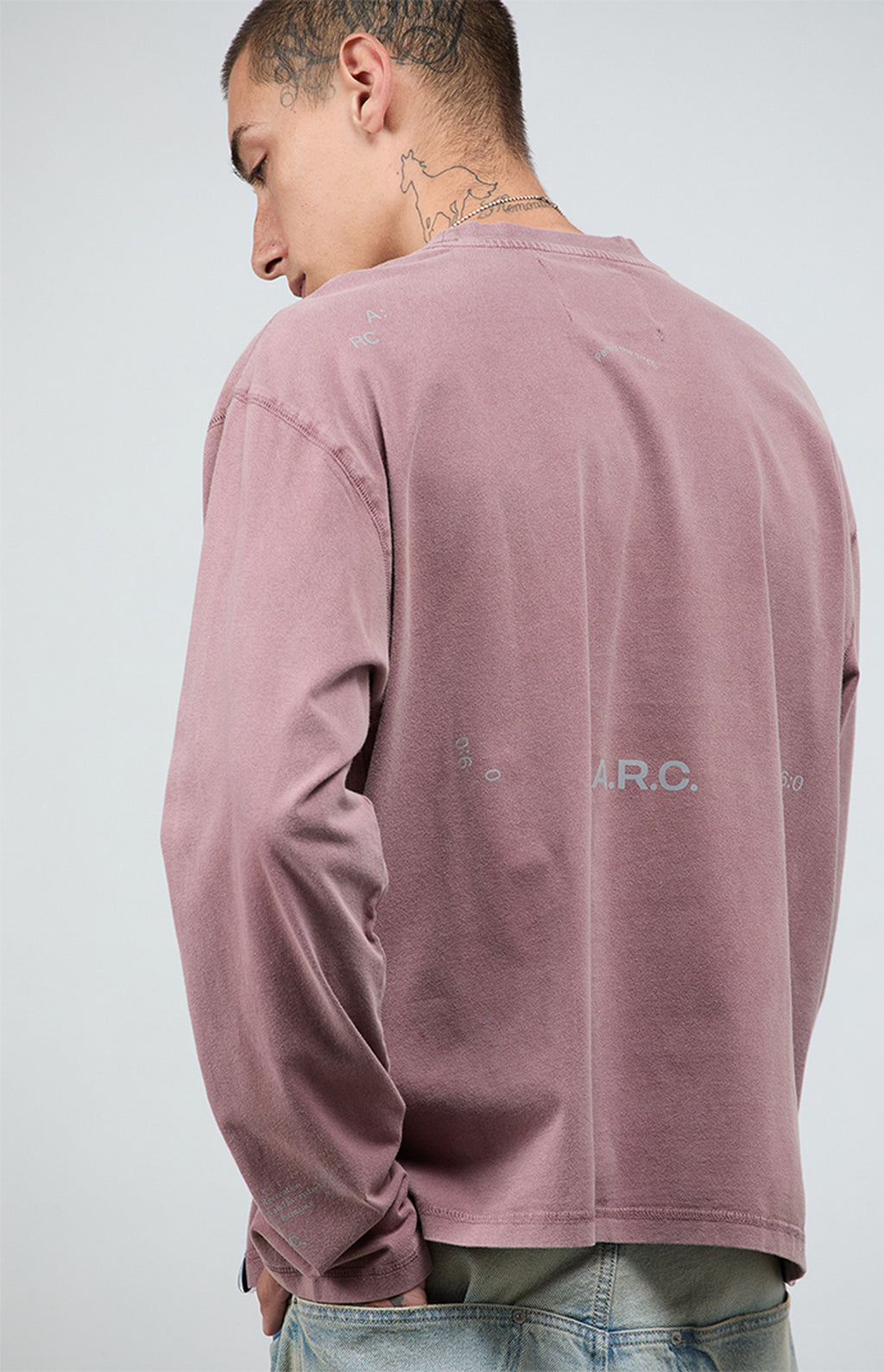 A.R.C. Rose Taupe Vintage Wash Heavyweight Oversized Long Sleeve T-Shirt