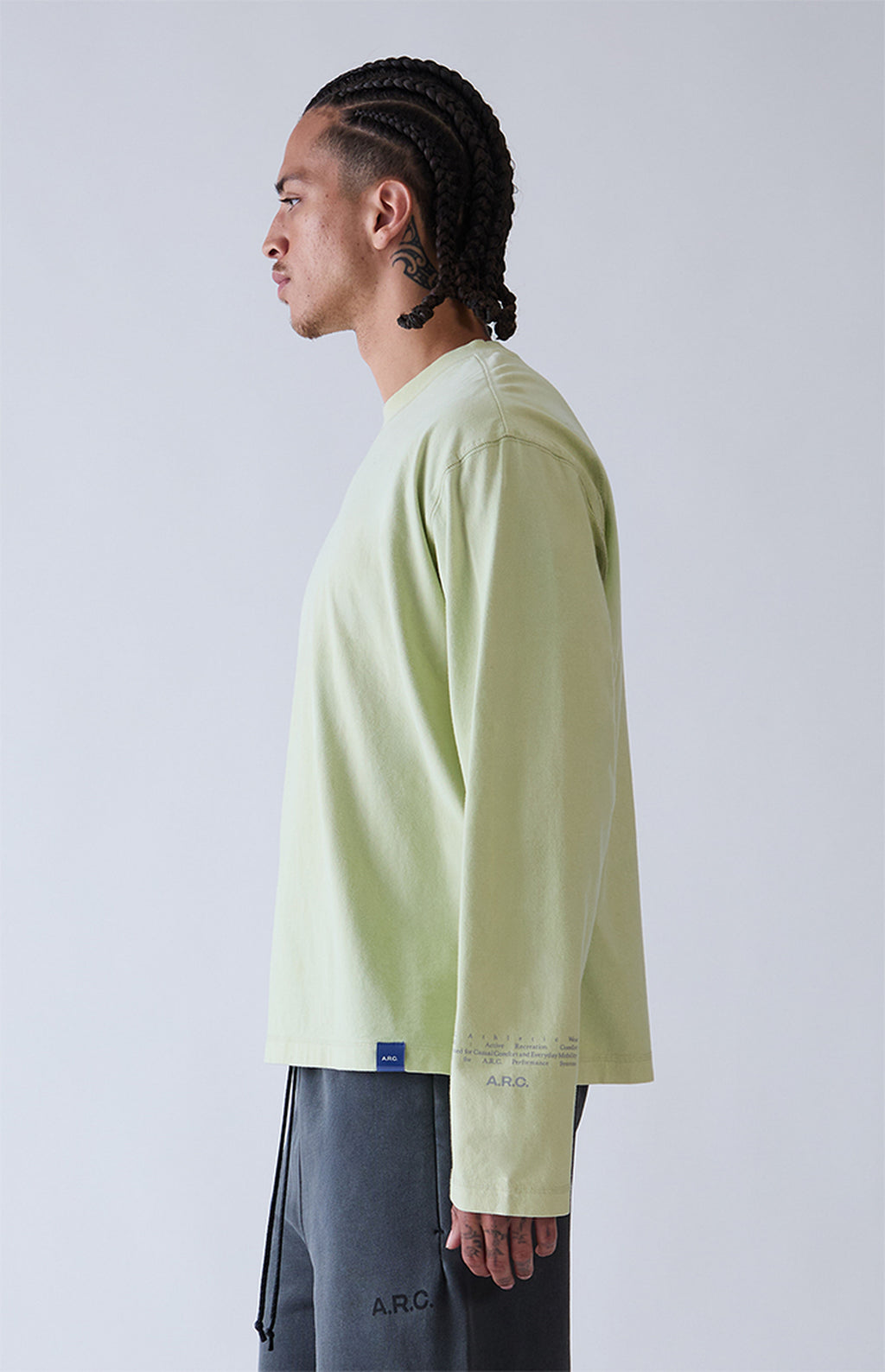 A.R.C. Green Vintage Wash Heavyweight Long Sleeve T-Shirt