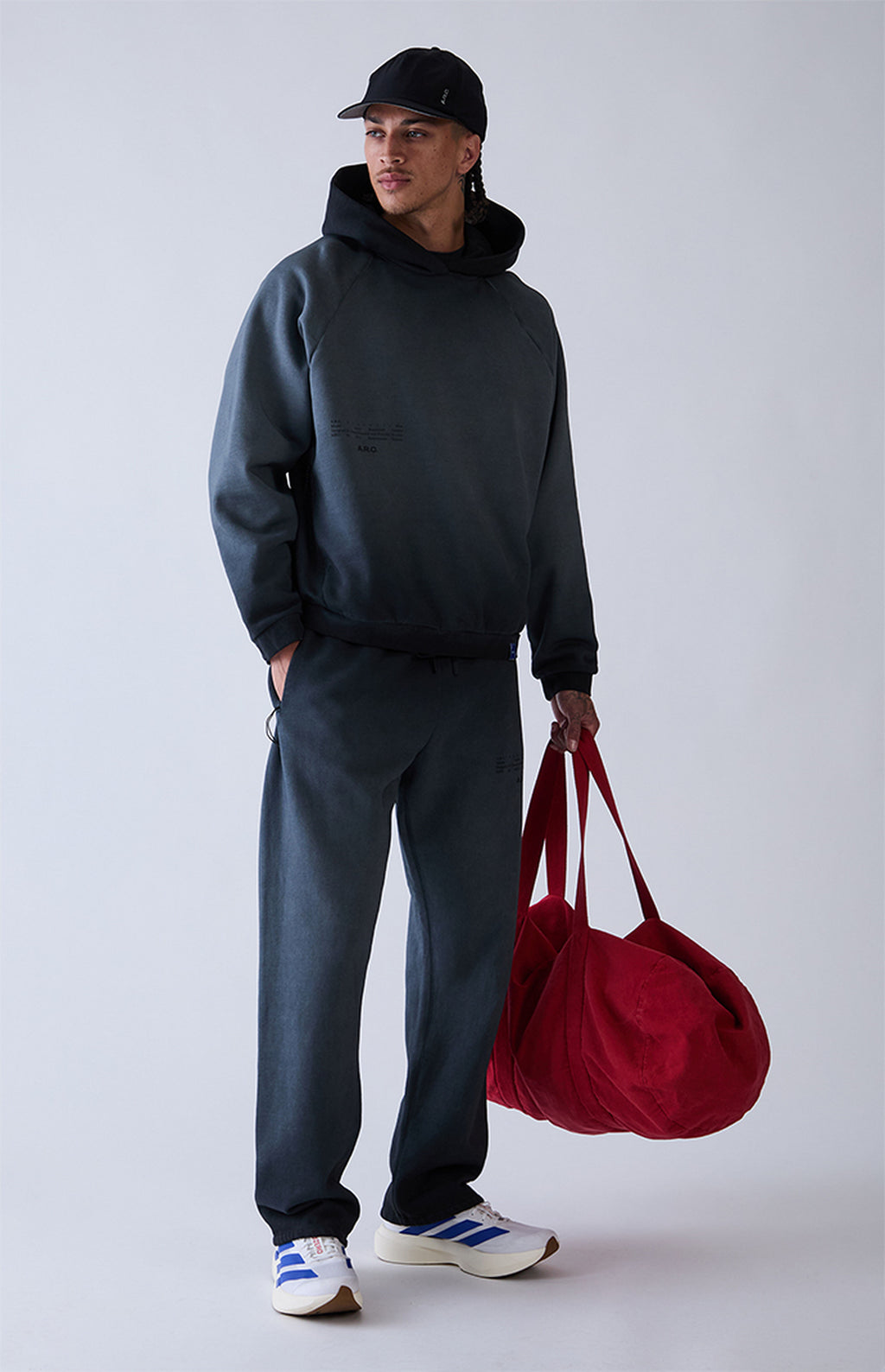 A.R.C. Black Raglan Vintage Wash Heavyweight Hoodie