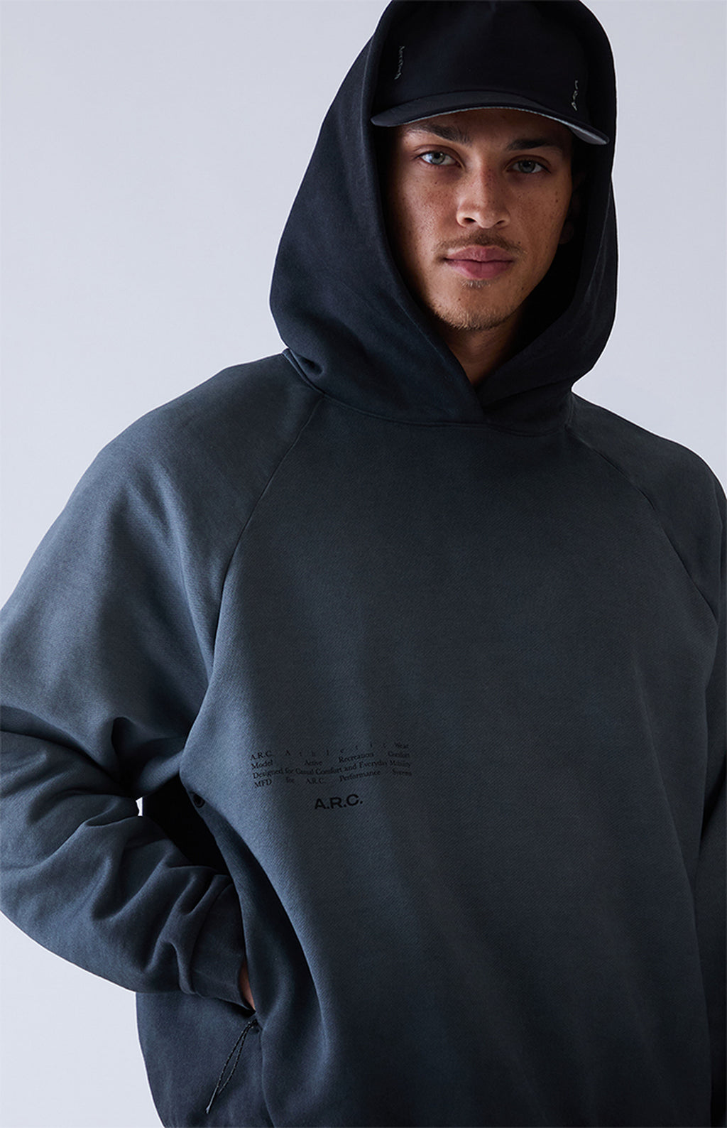 A.R.C. Black Raglan Vintage Wash Heavyweight Hoodie