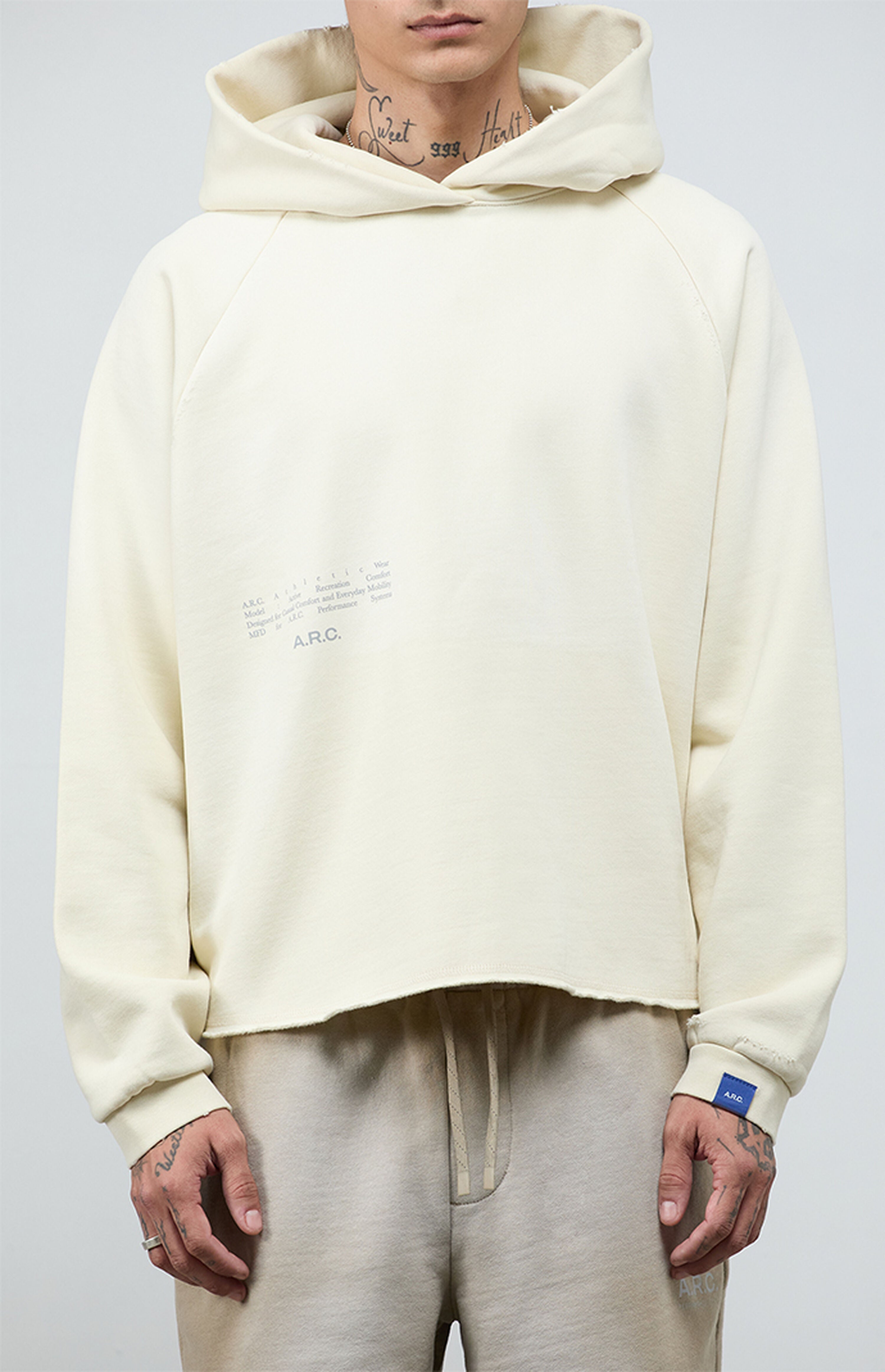 A.R.C. Light Gray Vintage Wash Heavyweight Raglan Cutoff Oversized Fleece Hoodie