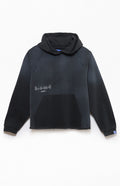 A.R.C. Black Vintage Wash Heavyweight Raglan Cutoff Oversized Fleece Hoodie