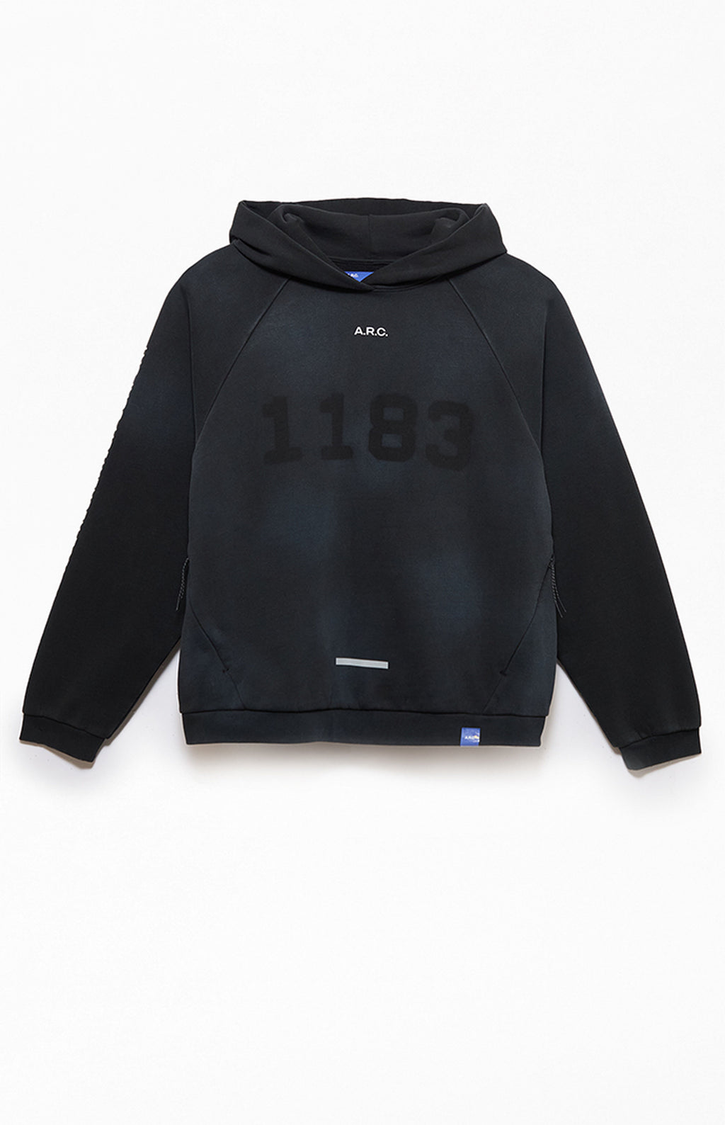 A.R.C. 1183 Black Vintage Wash Heavyweight Raglan Oversized Fleece Hoodie