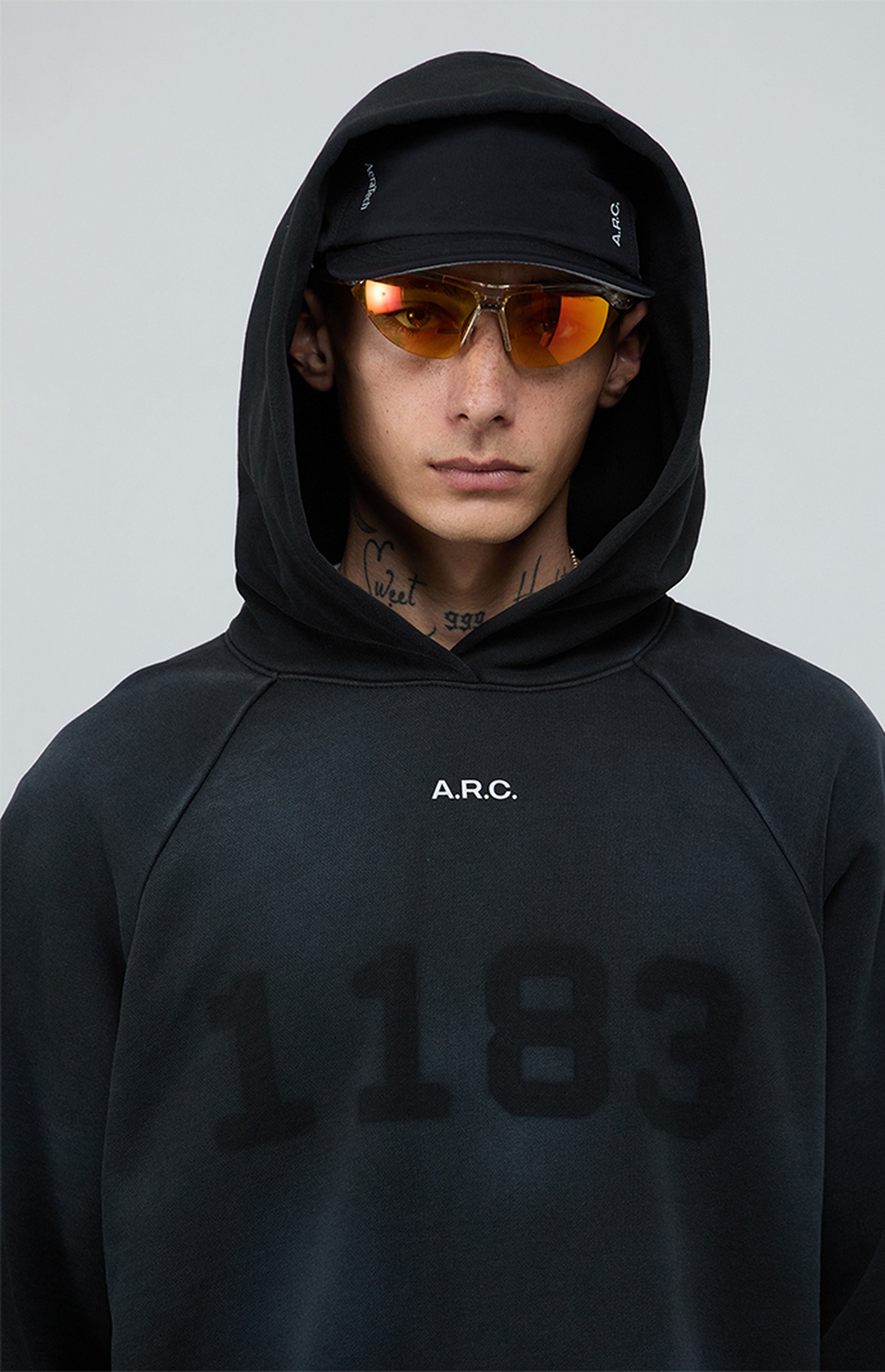 A.R.C. 1183 Black Vintage Wash Heavyweight Raglan Oversized Fleece Hoodie