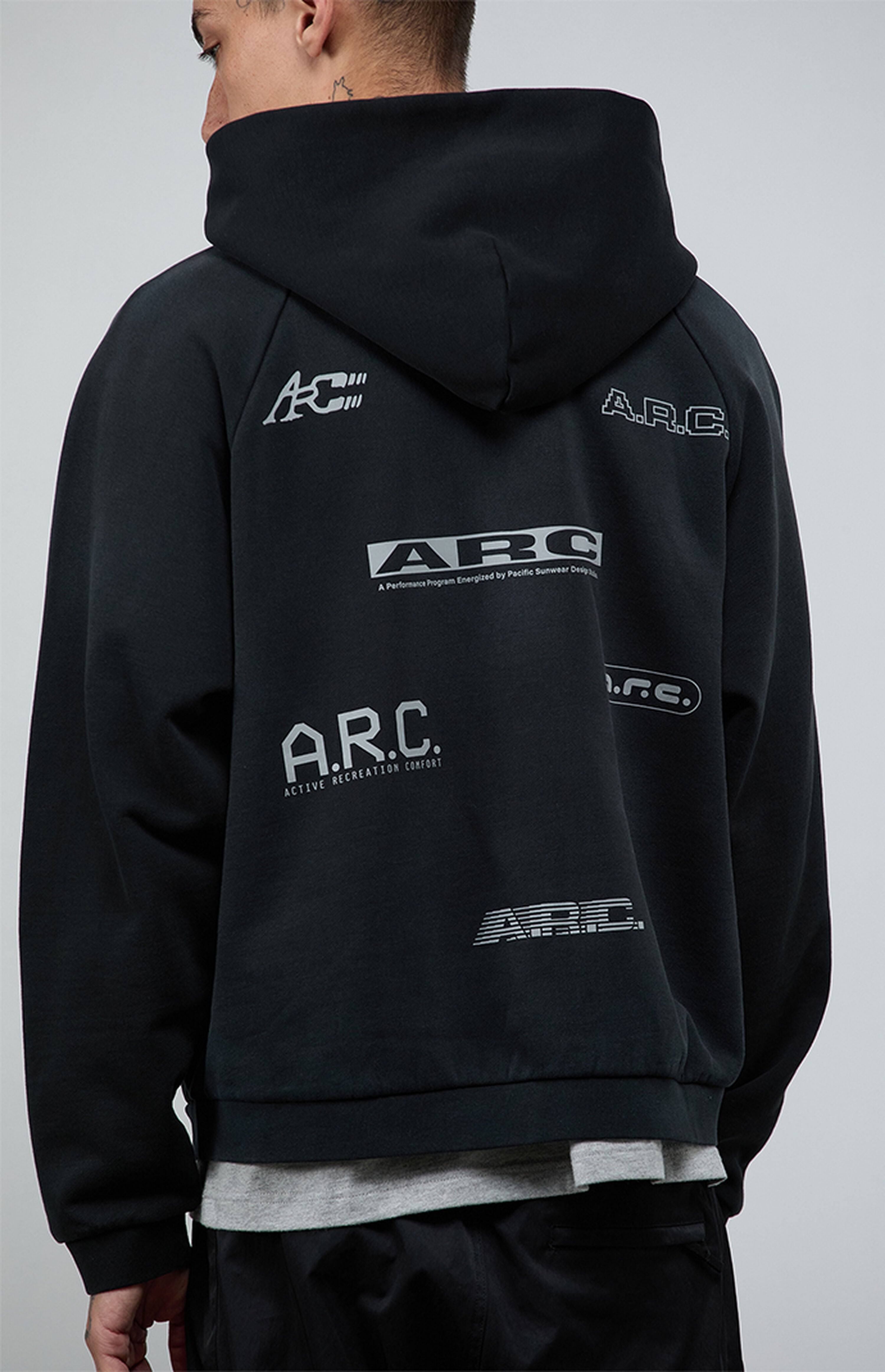 A.R.C. 1183 Black Vintage Wash Heavyweight Raglan Oversized Fleece Hoodie