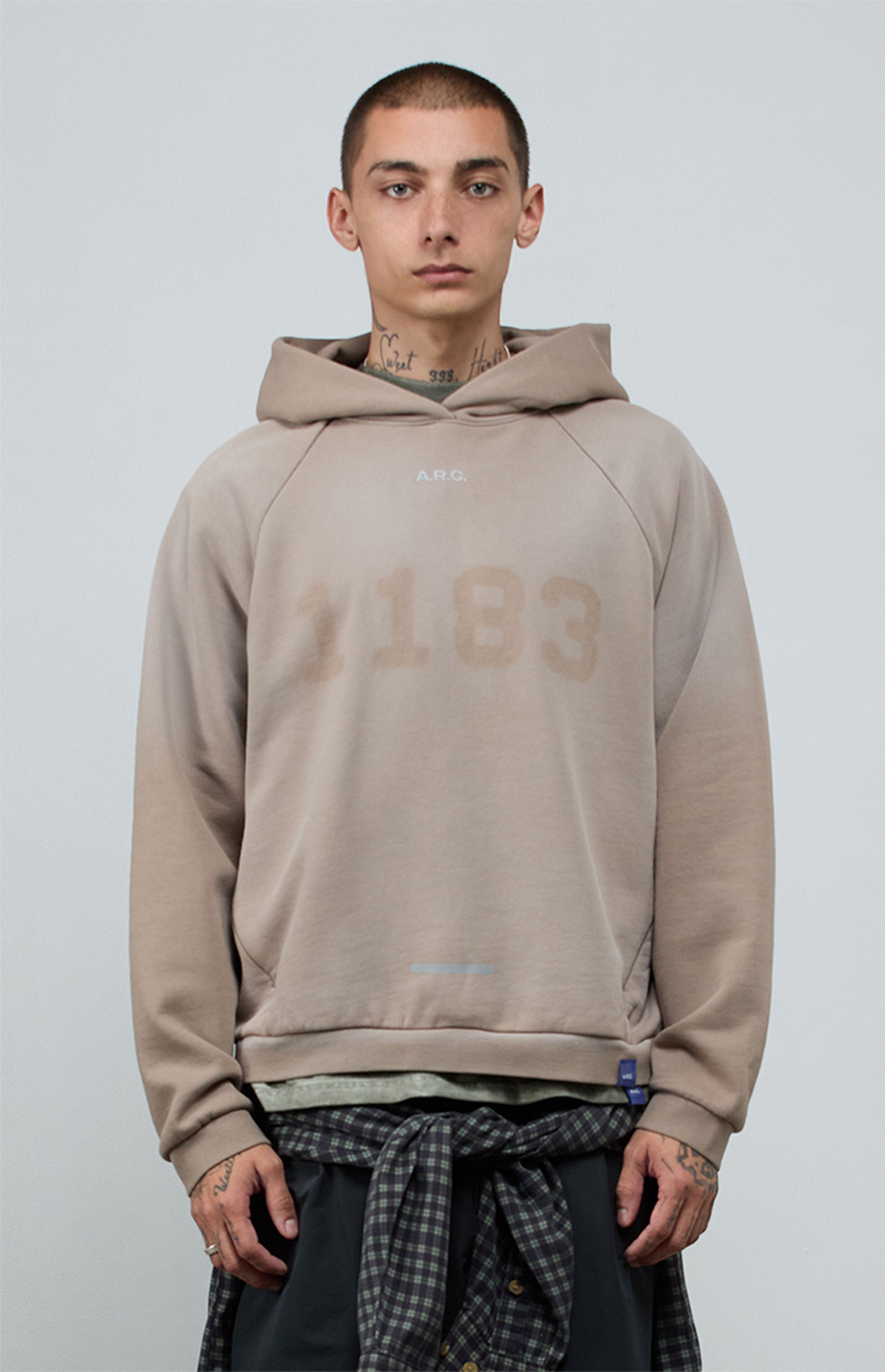 A.R.C. 1183 Khaki Vintage Wash Heavyweight Raglan Oversized Fleece Hoodie