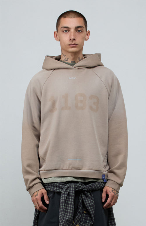 A.R.C. 1183 Khaki Vintage Wash Heavyweight Raglan Oversized Fleece Hoodie