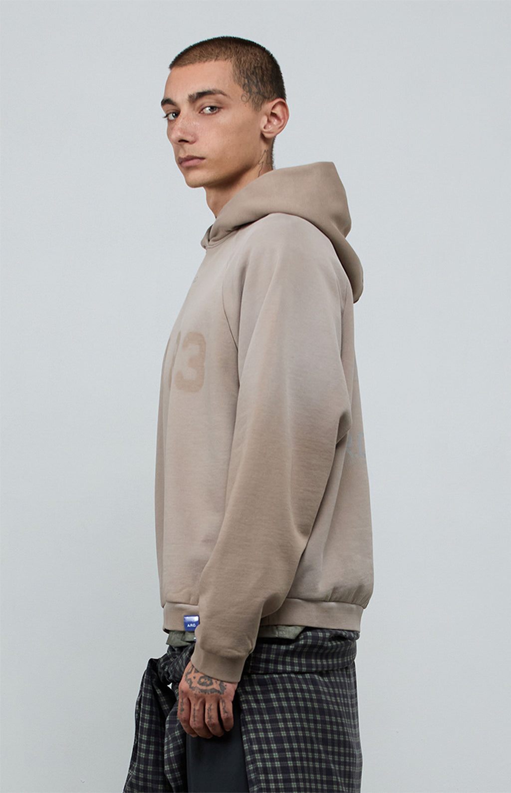 A.R.C. 1183 Khaki Vintage Wash Heavyweight Raglan Oversized Fleece Hoodie