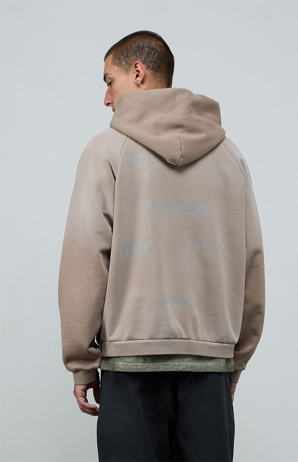 A.R.C. 1183 Khaki Vintage Wash Heavyweight Raglan Oversized Fleece Hoodie
