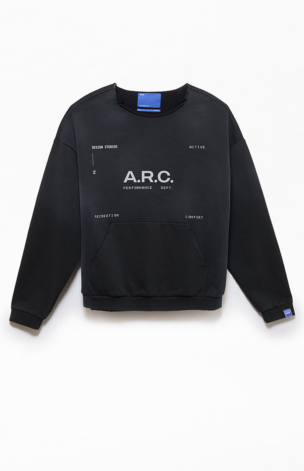 A.R.C. Black Vintage Wash Heavyweight Fleece Cutoff Sweatshirt