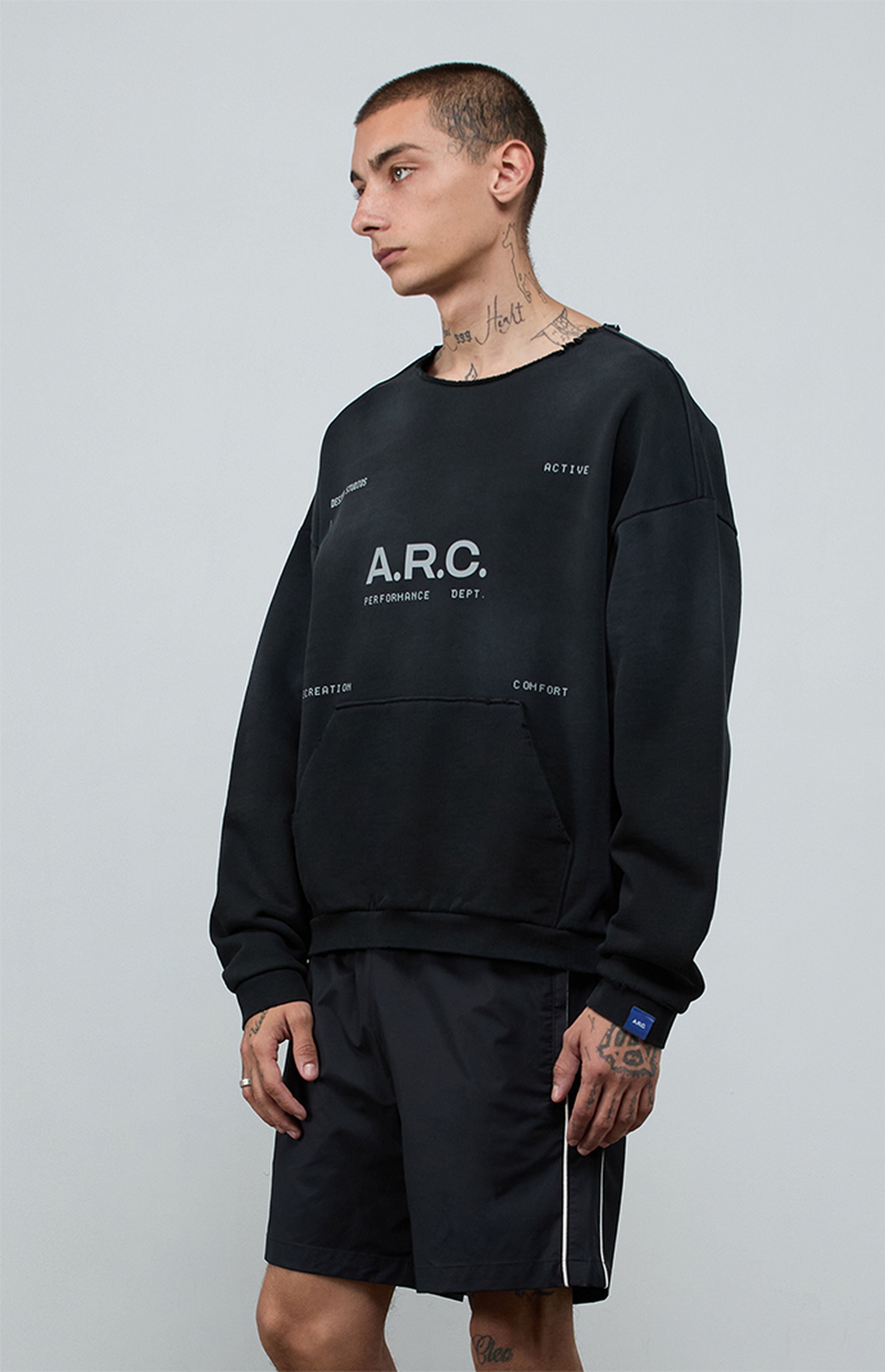 A.R.C. Black Vintage Wash Heavyweight Fleece Cutoff Sweatshirt