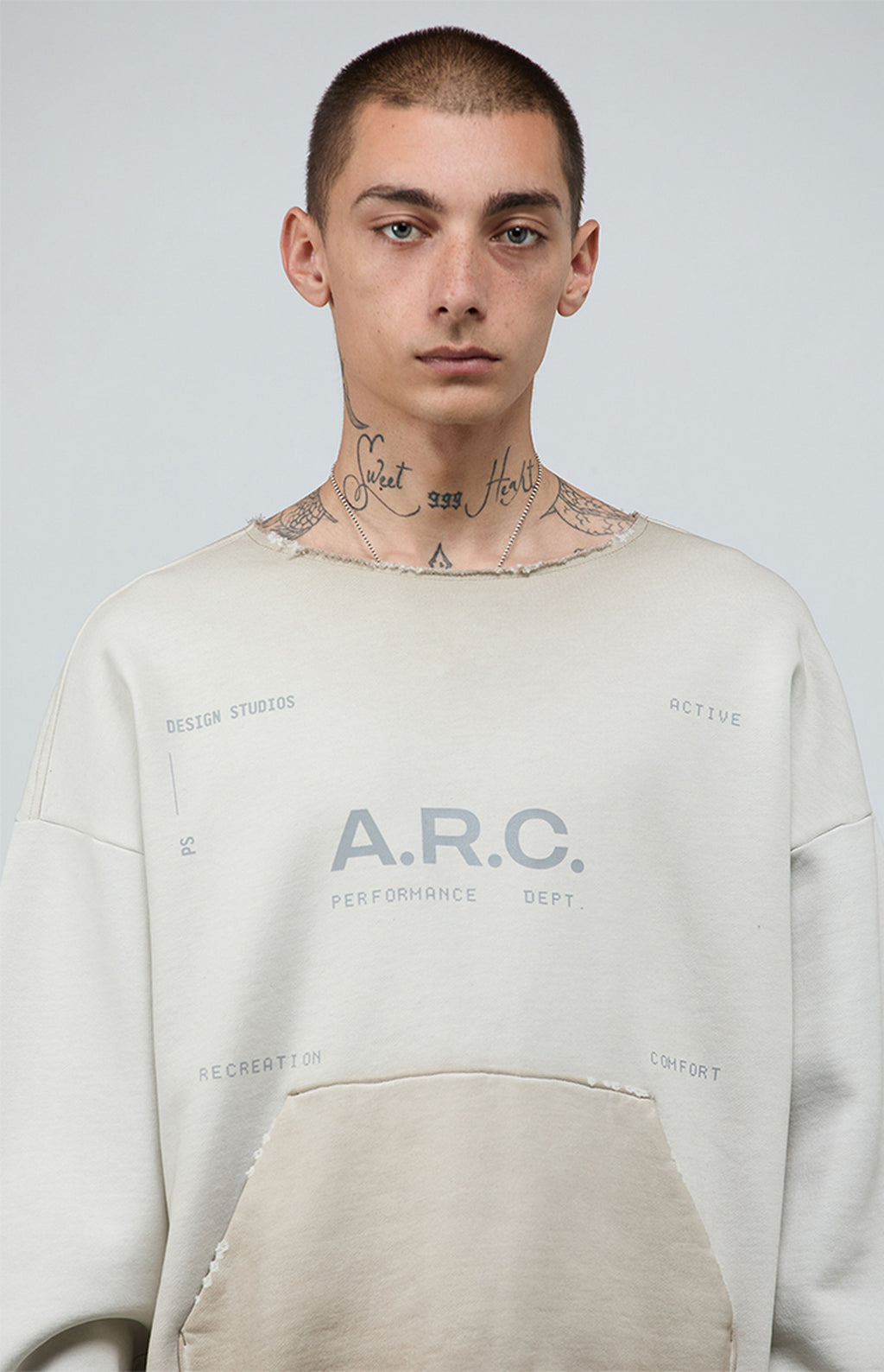 A.R.C. Khaki Vintage Wash Heavyweight Fleece Cutoff Sweatshirt
