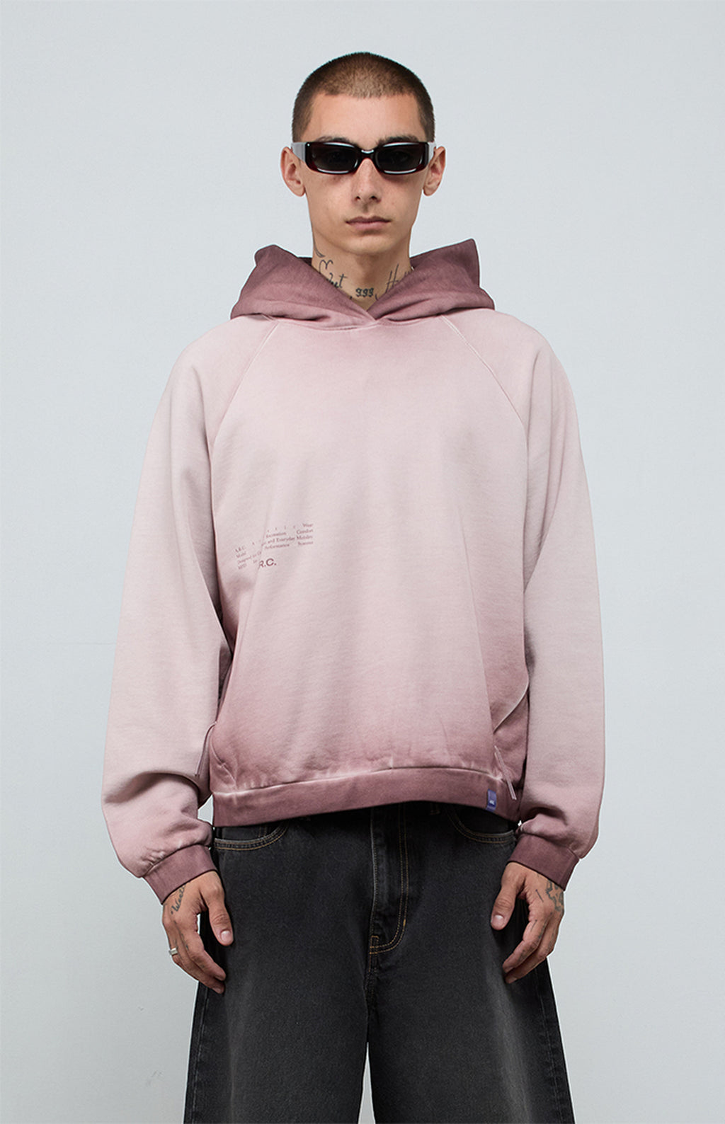 A.R.C. Taupe Rose Vintage Wash Heavyweight Raglan Oversized Fleece Hoodie