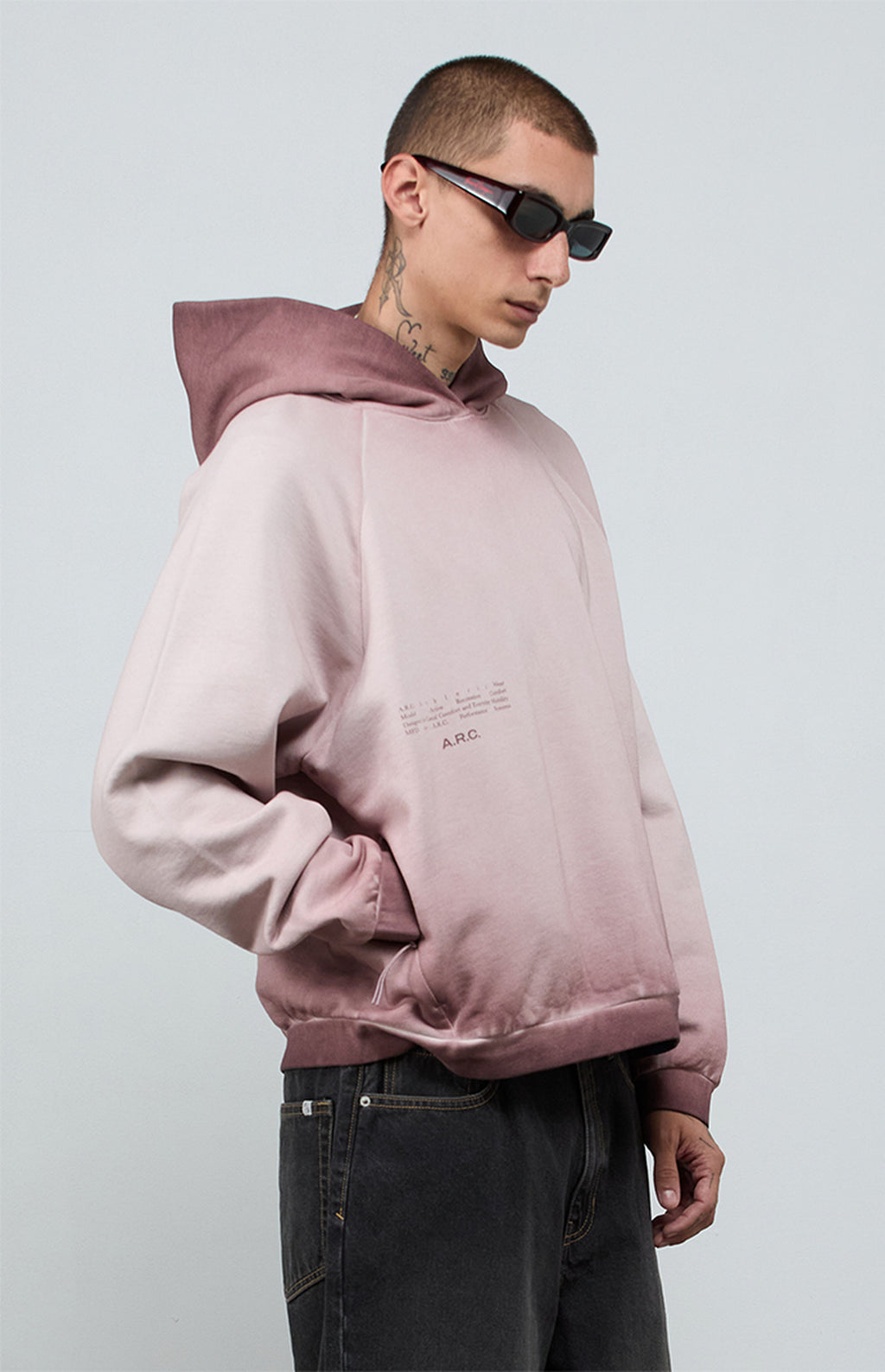 A.R.C. Taupe Rose Vintage Wash Heavyweight Raglan Oversized Fleece Hoodie