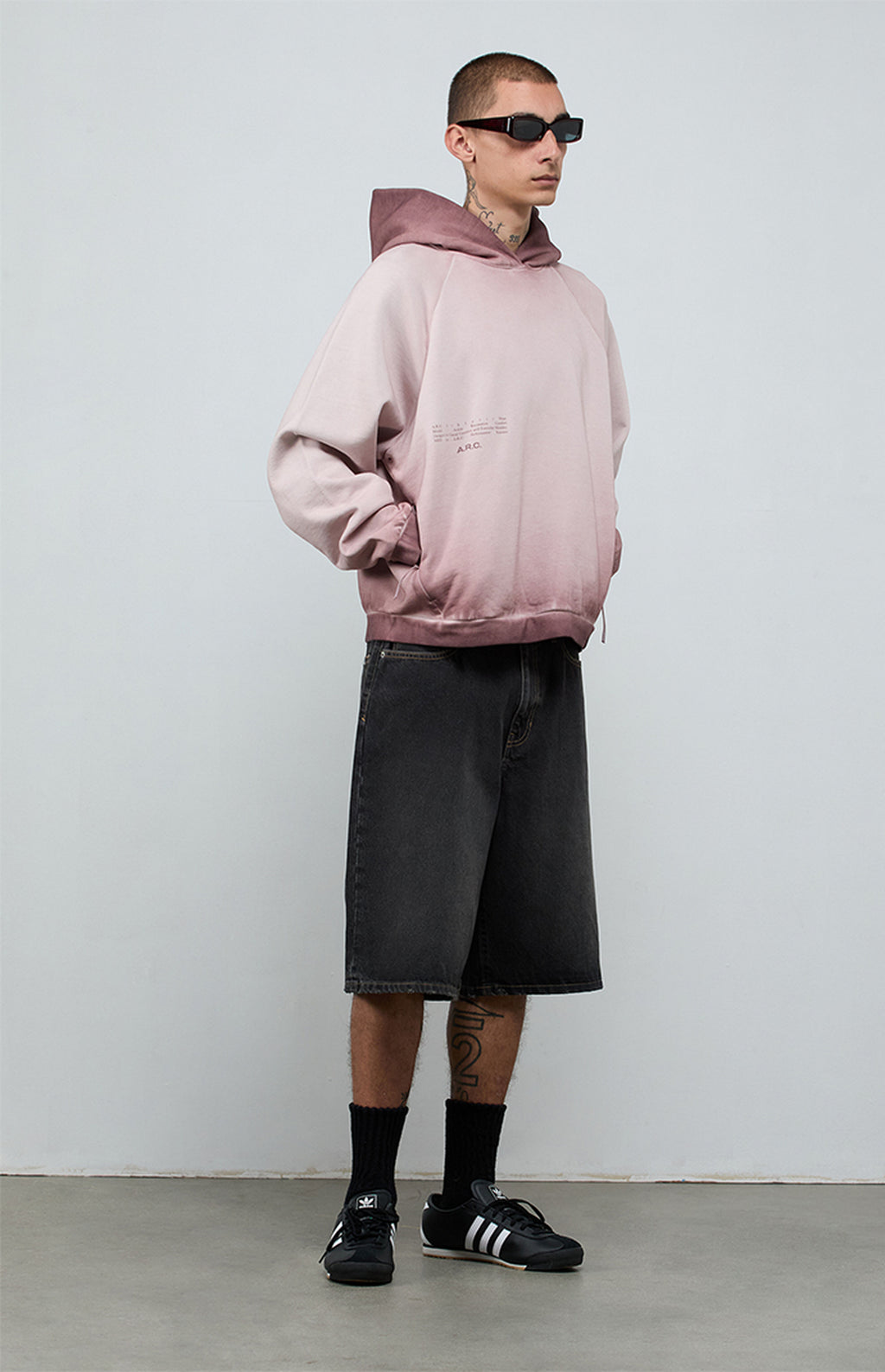 A.R.C. Taupe Rose Vintage Wash Heavyweight Raglan Oversized Fleece Hoodie